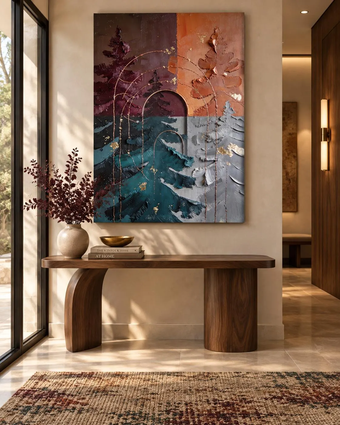 Burgundy Teal Abstract Wall Art, Terracotta Gold Textured Printable, Luxury Modern Wall Decor, Large Digital Download - image 4