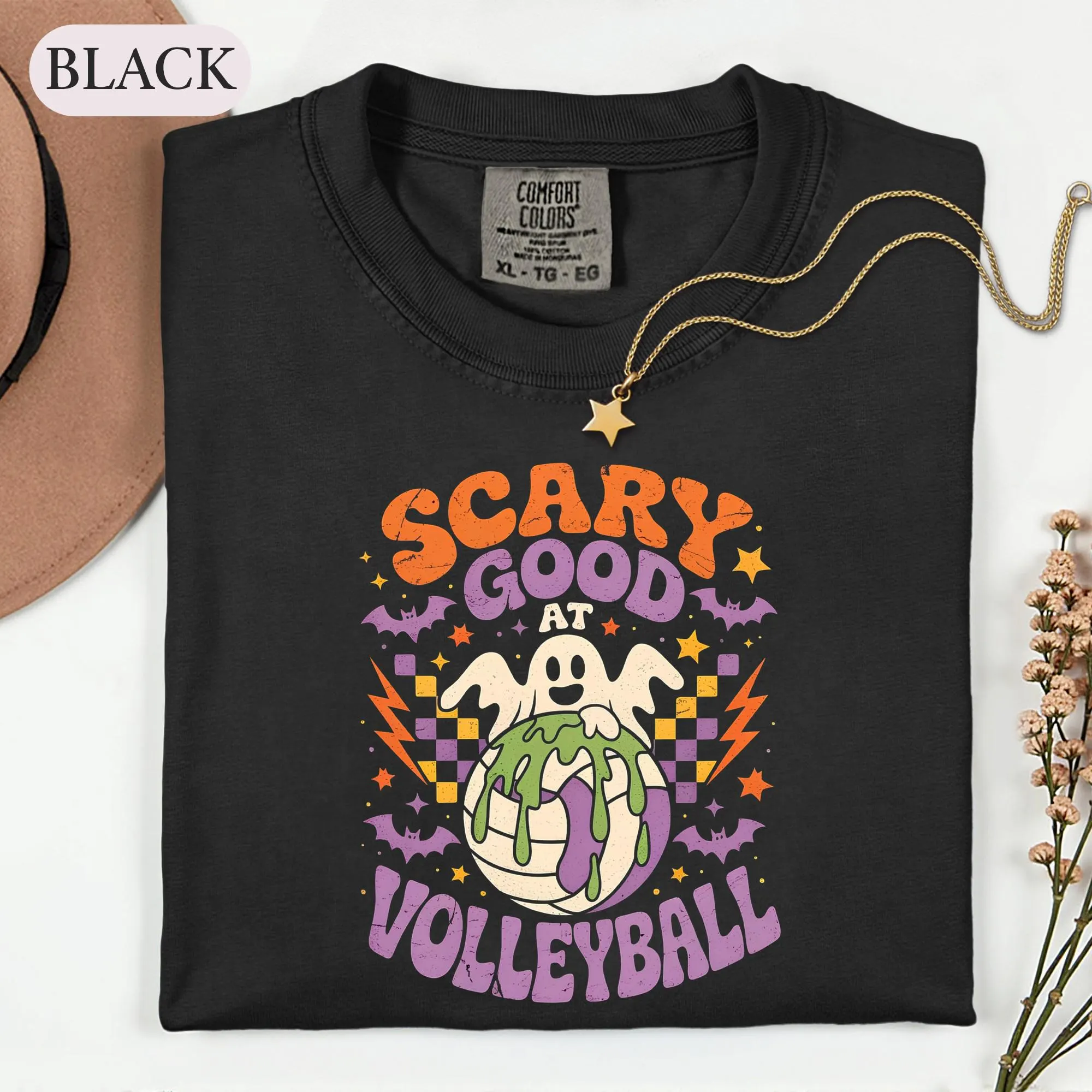 Scary Good At Volleyball Shirt, Halloween Sports Ghost Tee, Cute Spooky Player Tshirt, Retro Game Day Graphic, Volleyball Coach Gift