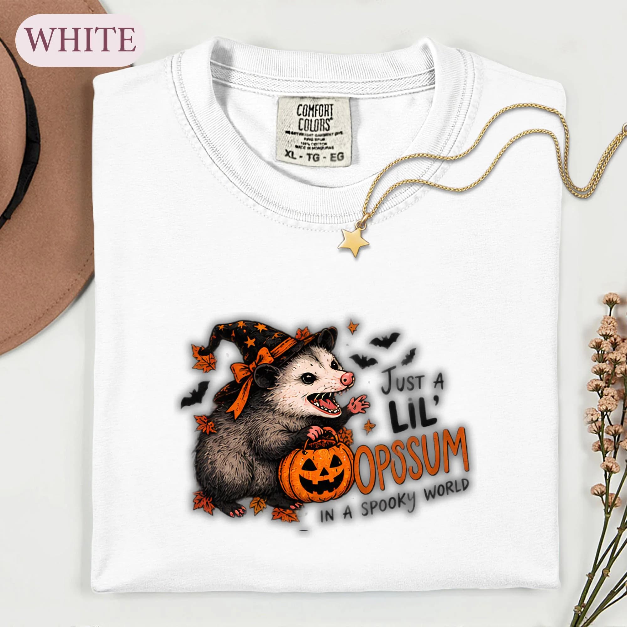 Opossum Halloween Shirt, Cute Spooky Fall Tee, Witchy Possum Graphic Tshirt, Funny Animal Lover Gift, Autumn Pumpkin Top