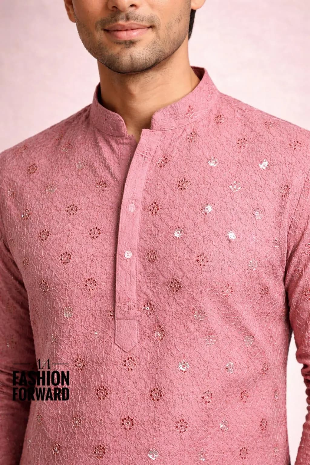 Men's pastel pink Kurta Pajama Set| Handmade Chikankari Cotton kurta| Ethnic Wear - image 3