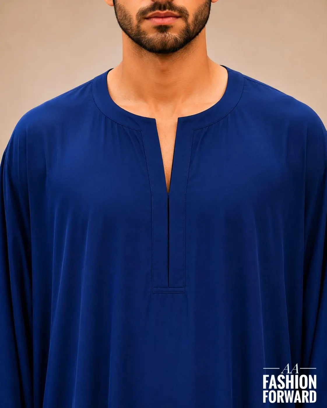 Men's Royal Blue Embroidered kaftan | Islamic Jubba Robe | Long sleeves summer tunic | Arab Caftan - image 3