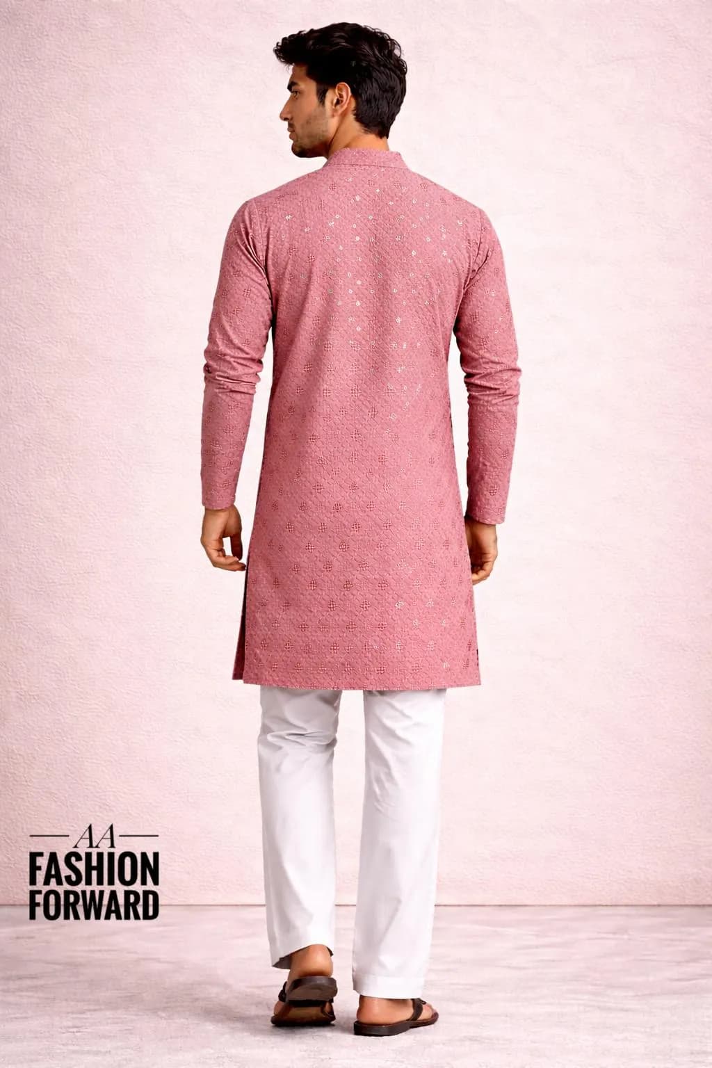 Men's pastel pink Kurta Pajama Set| Handmade Chikankari Cotton kurta| Ethnic Wear - image 4