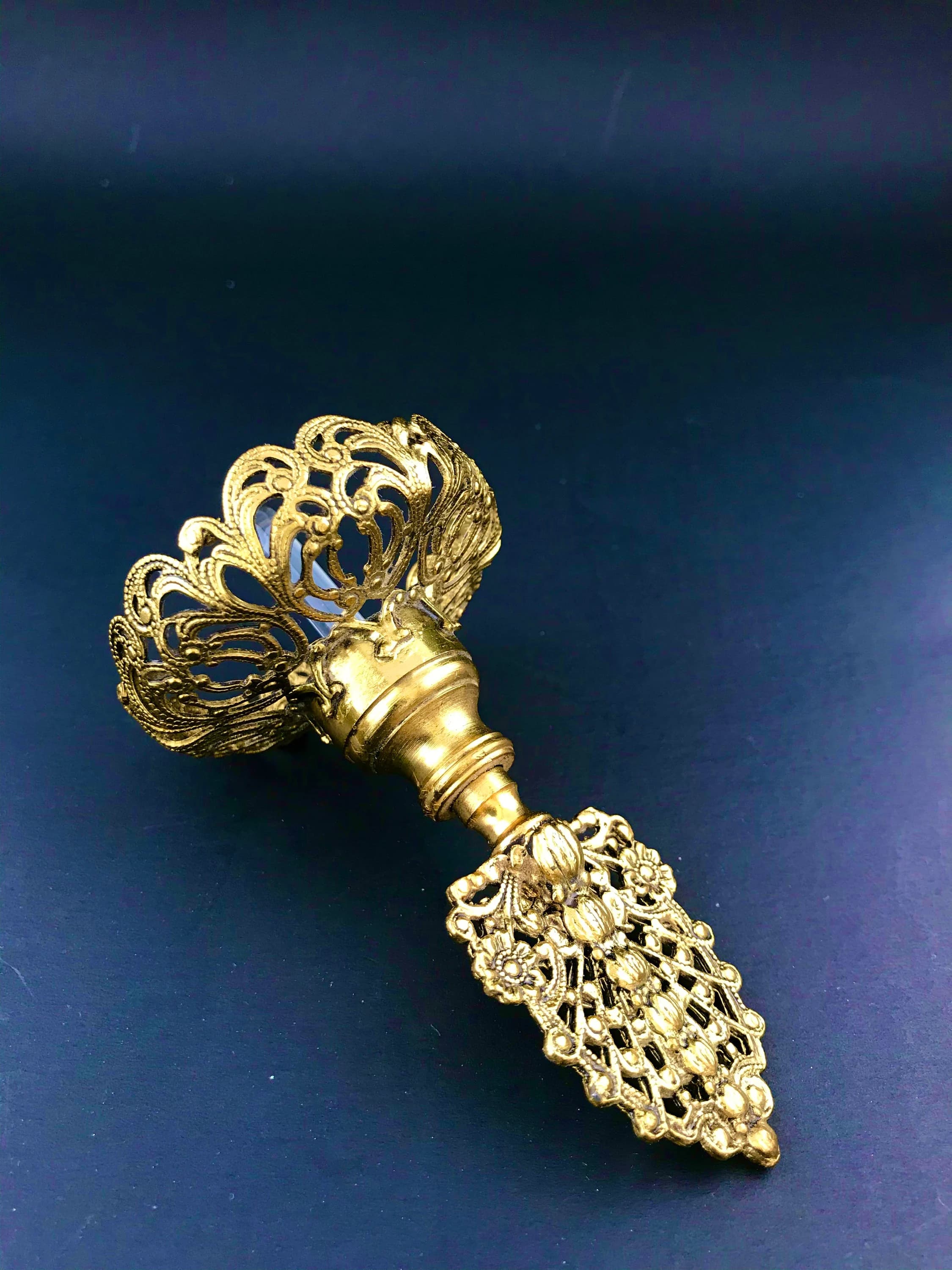 Vintage Perfume Bottles. Cut Glass, Brass Decanters. Ormolu Toppers. Ornate Crystal Vanity Set. Stunning Ladies' Vanity Set. Christmas Gift. - image 4
