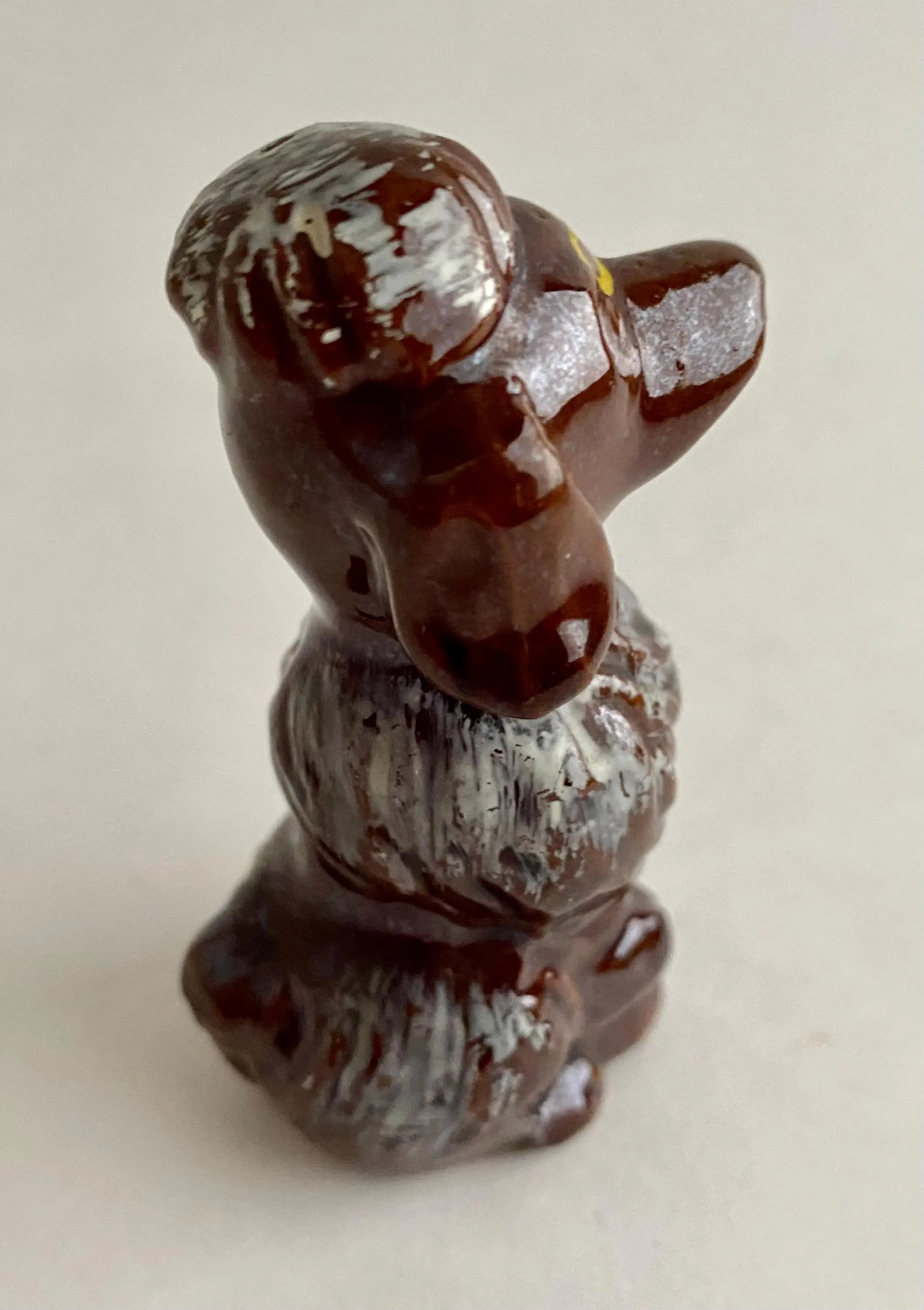 Poodle Dog Figurine in Brown and White Ceramic. MCM Miniature Knick-knack, Collector's Japanese Redware - image 4