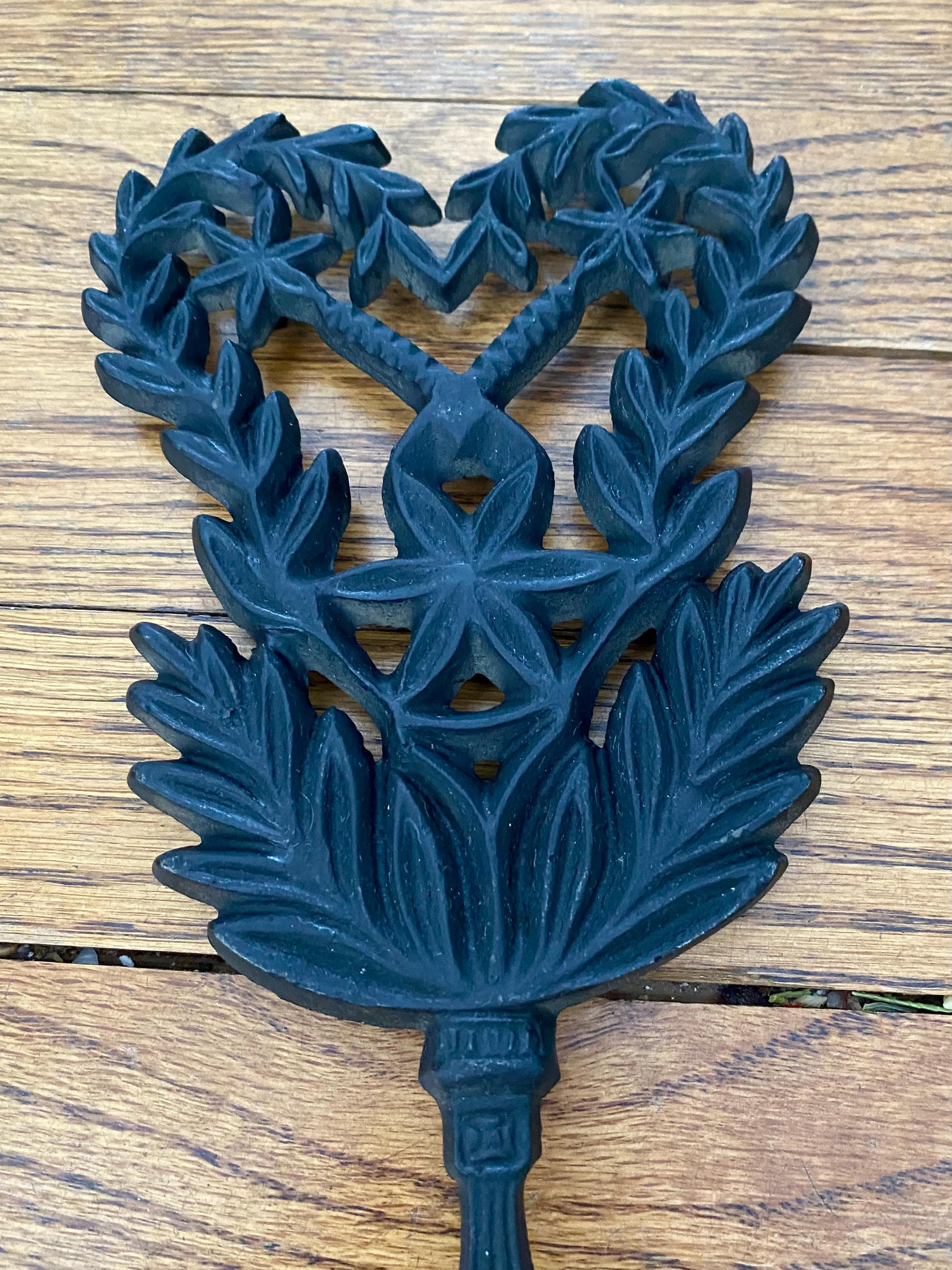 Vintage Trivet. Black Cast, Wrought Iron JZH Historical Artifact 1948T. Farmhouse, Country, Rustic, Collectible Kitchen Ware. Wall Art - image 3