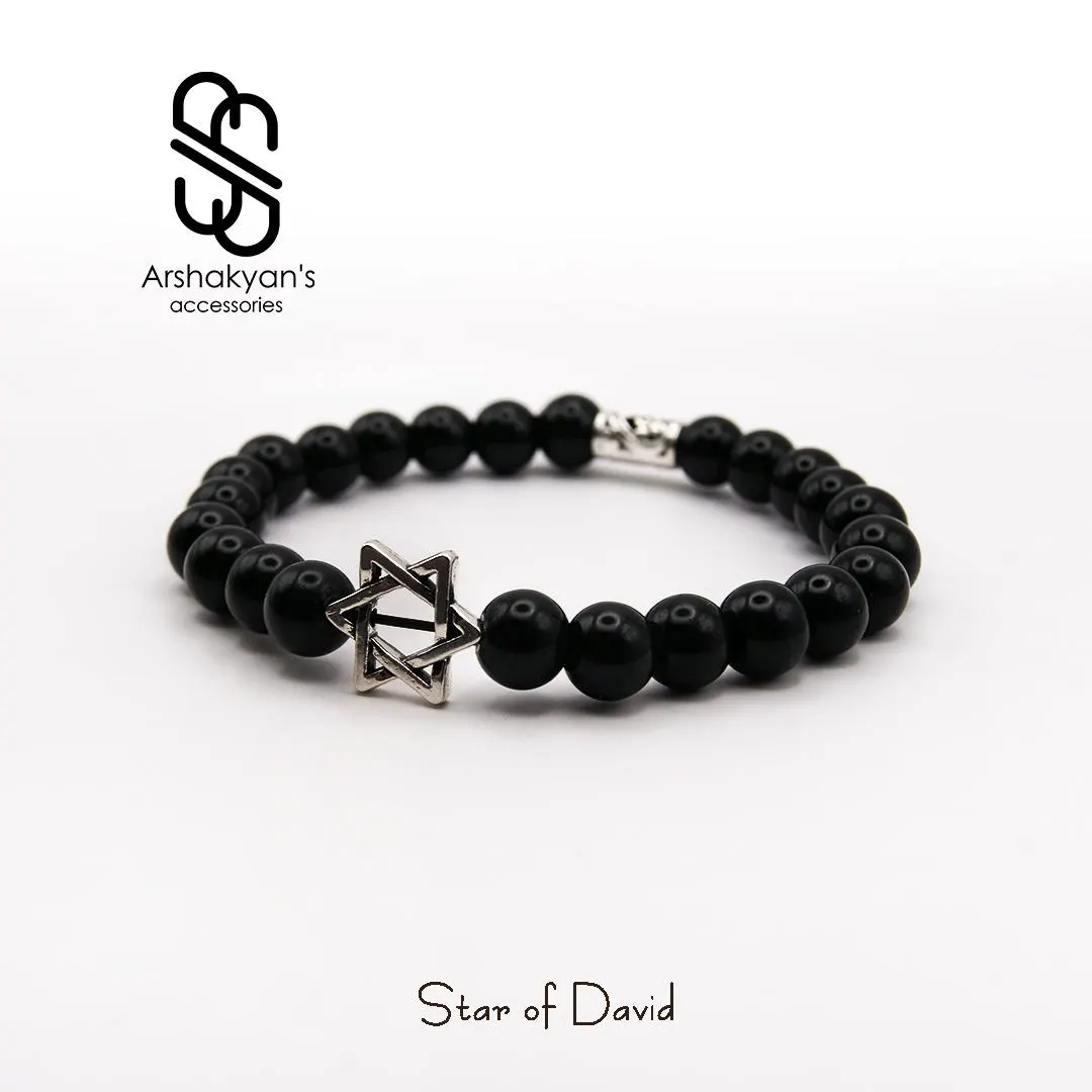 Black Onyx Star of David Bracelet, Men's Judaica Jewelry, Spiritual Gift - image 3