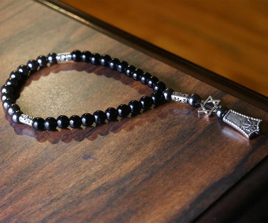 Black Onyx Prayer Beads with Star of David – Jewish Meditation Necklace - image 5