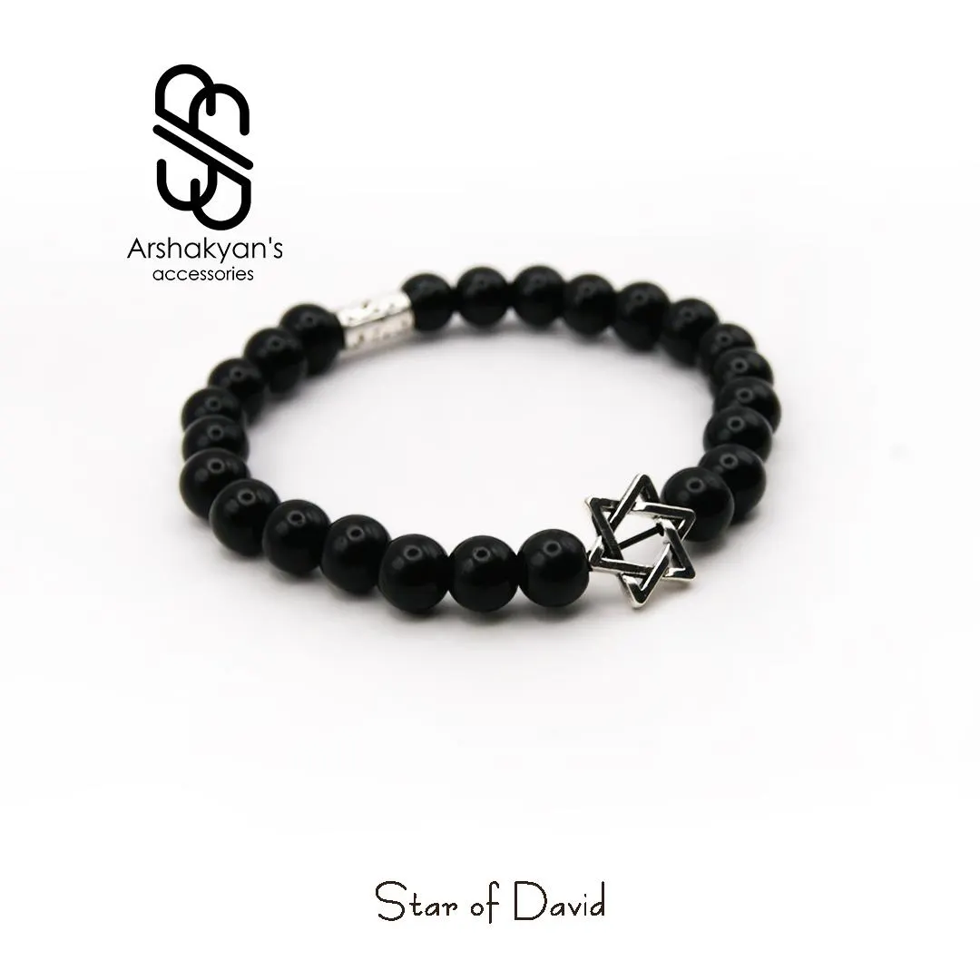 Black Onyx Star of David Bracelet, Men's Judaica Jewelry, Spiritual Gift - image 5