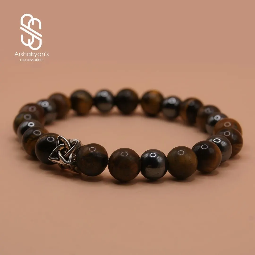 Tiger Eye Hematite Beaded Bracelet, Strength Protection Style, Unisex Stretch Jewelry, gift for Him - image 3