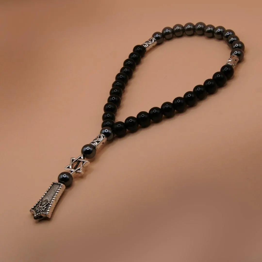 Black Onyx Prayer Beads with Star of David – Jewish Meditation Necklace - image 2
