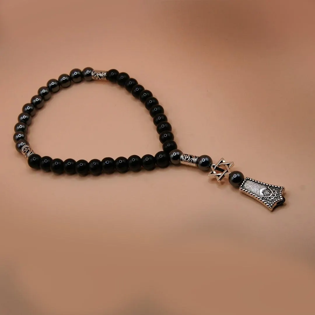 Black Onyx Prayer Beads with Star of David – Jewish Meditation Necklace - image 3
