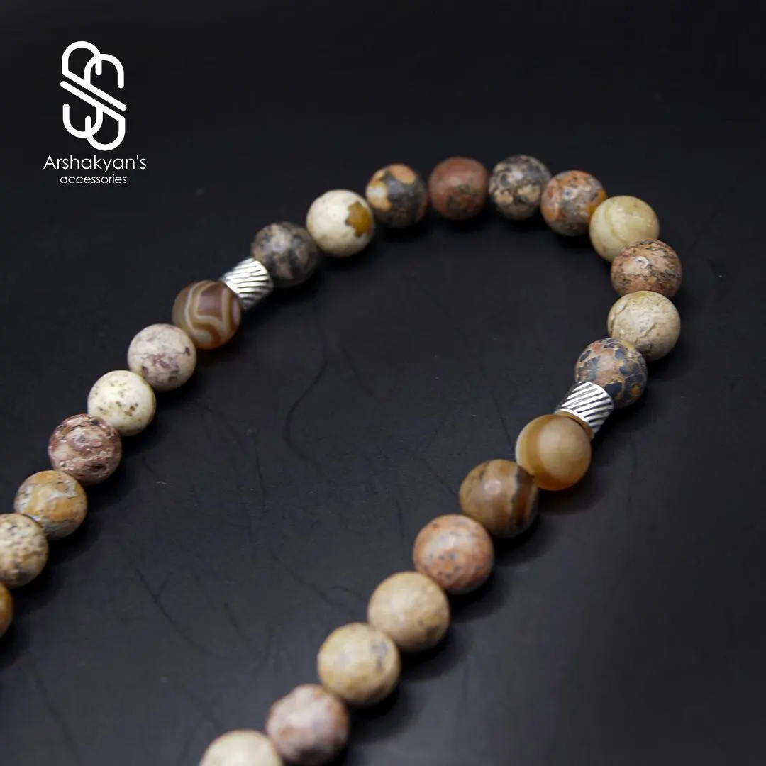 Natural Picture Jasper Tasbih, Star of David Prayer Beads, Handmade Gemstone Misbaha - image 4