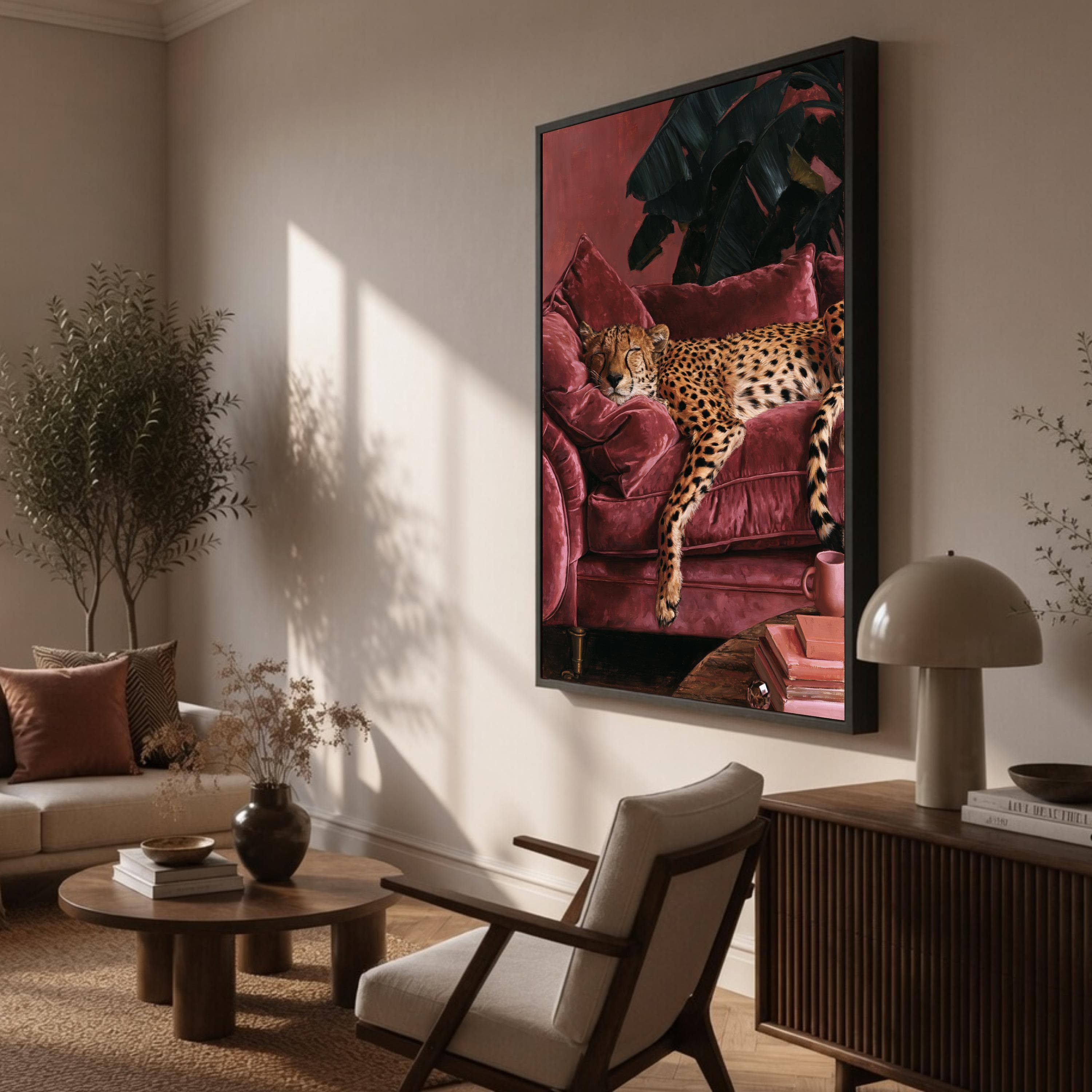 Leopard Canvas Print, Cozy Cheetah Wall Art for Modern Living Room Decor, Animal Lover Artwork, Chic Home Interior Design - image 3