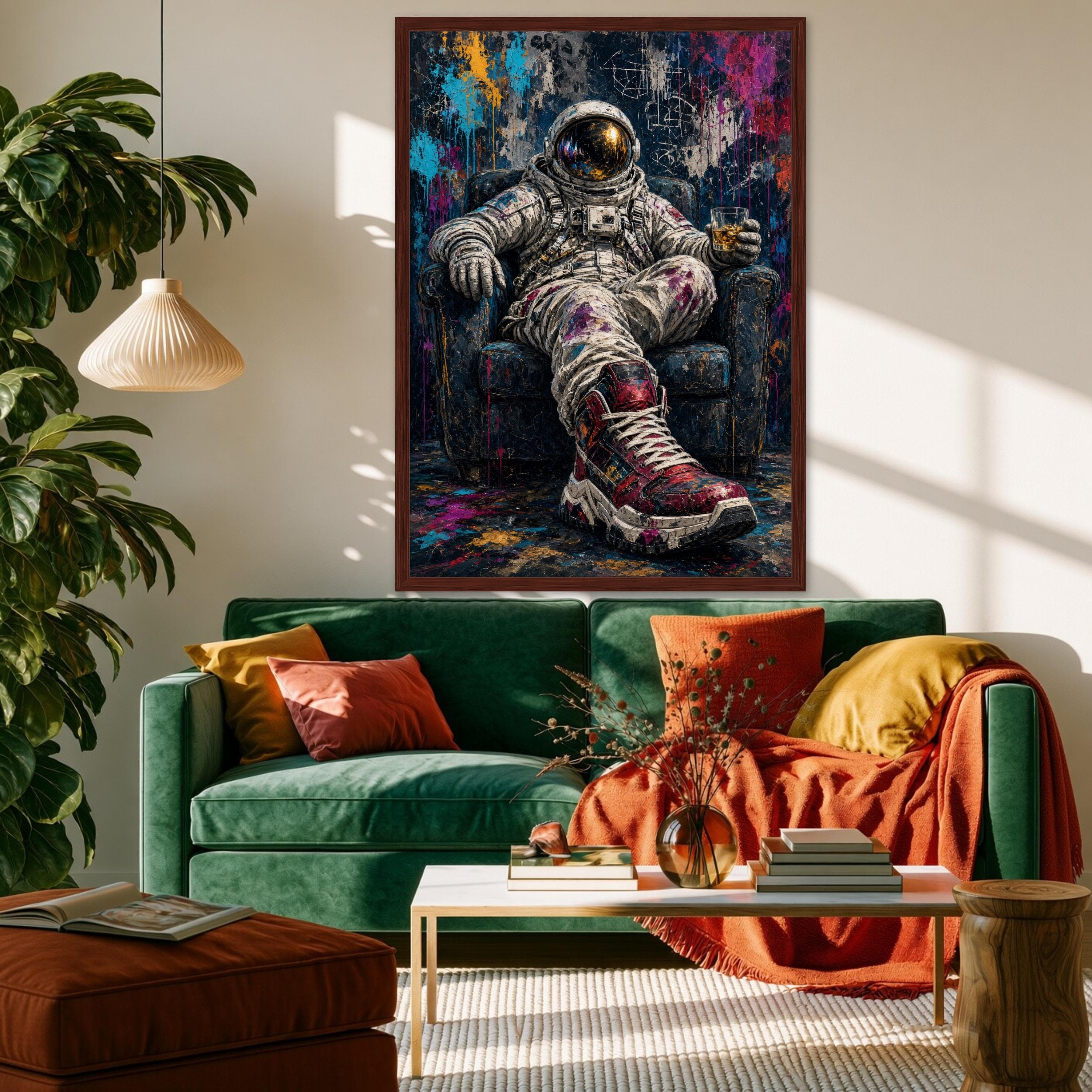 Astronaut Sitting in Colorful Chair Canvas Print, Unique Wall Art for Living Room, Modern Home Decor, Vibrant Astronaut Art - image 5