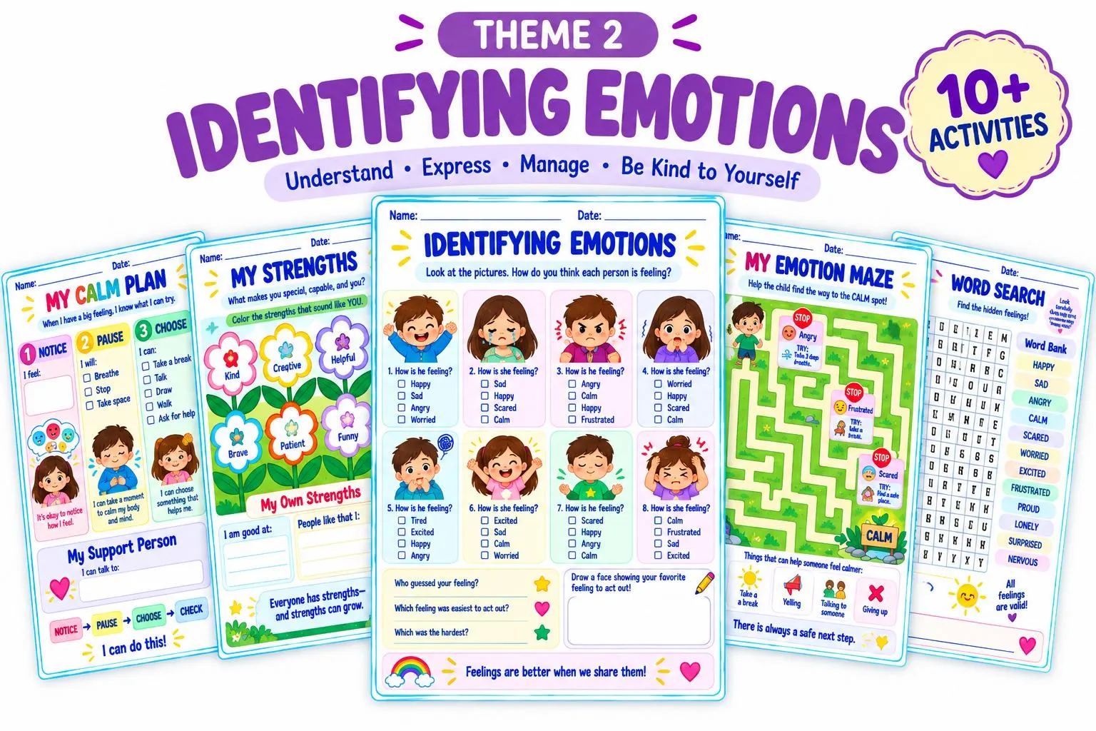 Emotional Regulation Worksheets for Kids & Teens | Mindfulness, Calming Strategies (PDF Download) - image 3