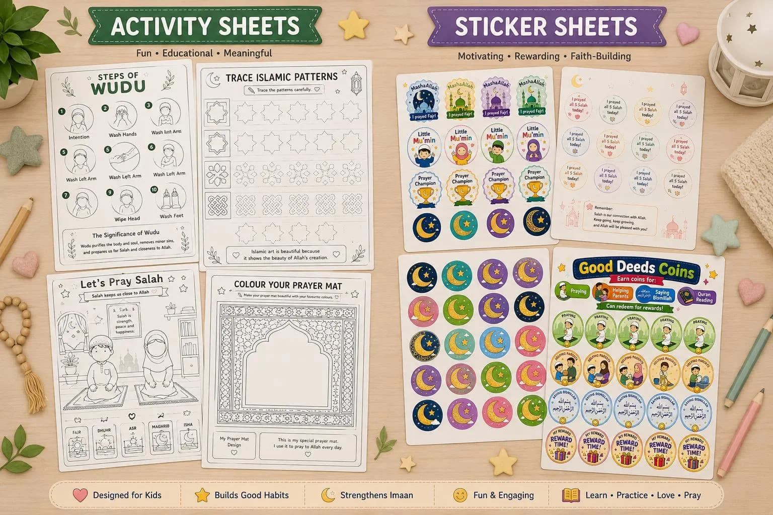 Islamic Homeschooling Salah Activity Pack, Wudu Poster, Dua Cards (Digital Download) - image 3