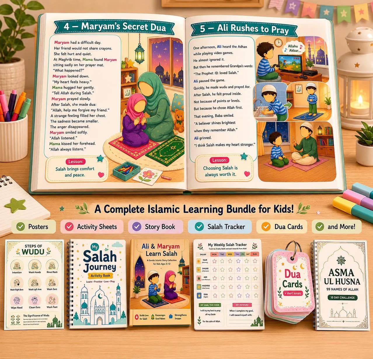 Islamic Homeschooling Salah Activity Pack, Wudu Poster, Dua Cards (Digital Download) - image 2