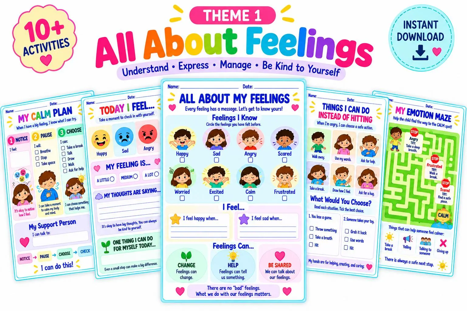 Emotional Regulation Worksheets for Kids & Teens | Mindfulness, Calming Strategies (PDF Download) - image 2
