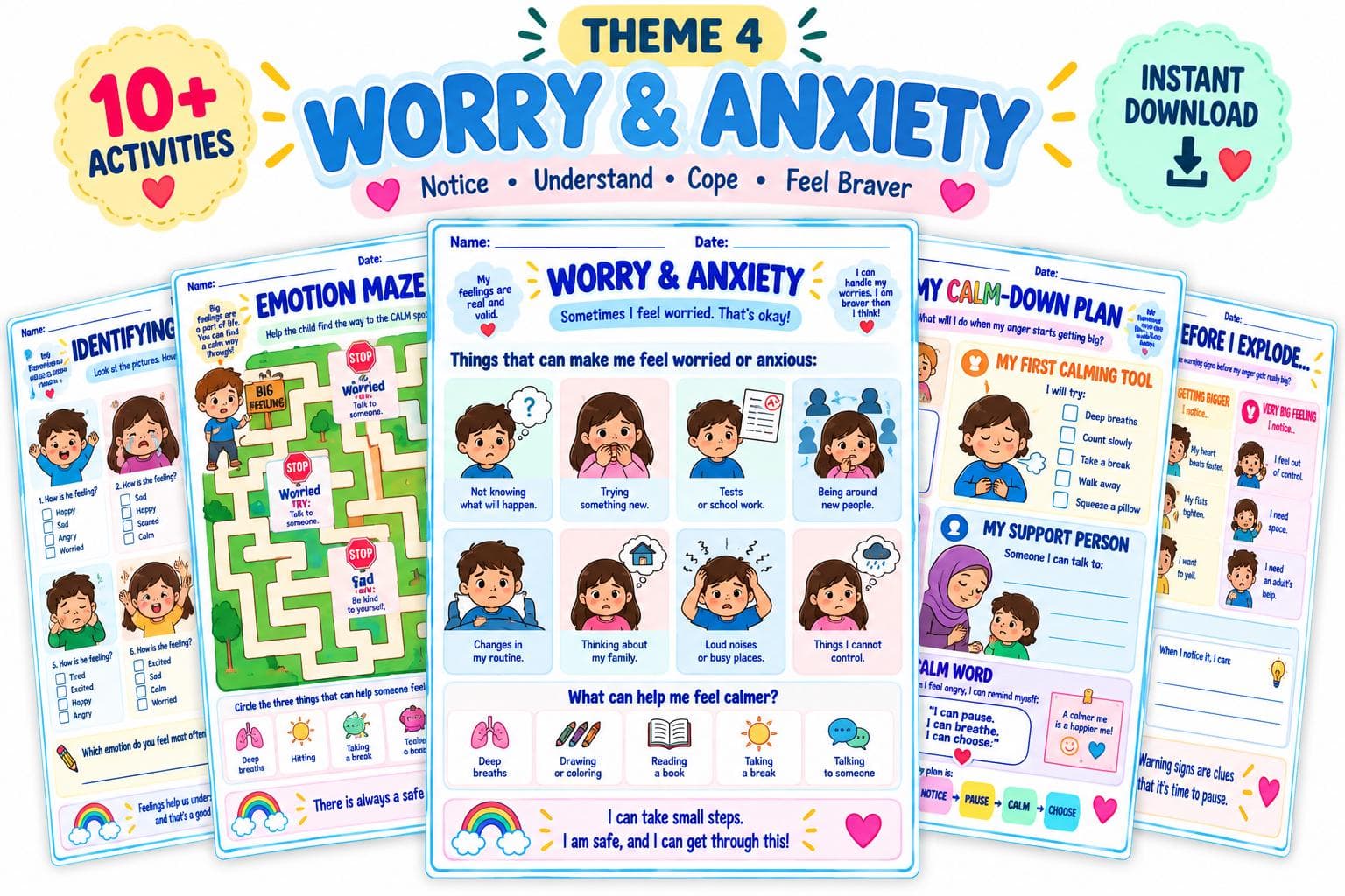 Emotional Regulation Worksheets for Kids & Teens | Mindfulness, Calming Strategies (PDF Download) - image 5