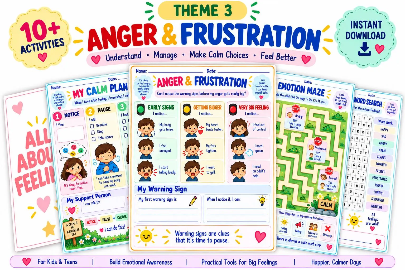 Emotional Regulation Worksheets for Kids & Teens | Mindfulness, Calming Strategies (PDF Download) - image 4