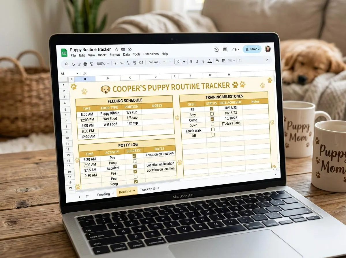 Puppy Potty Training Tracker Google Sheets | Puppy Schedule Log | 90 Day Puppy Planner | Digital Download - image 3