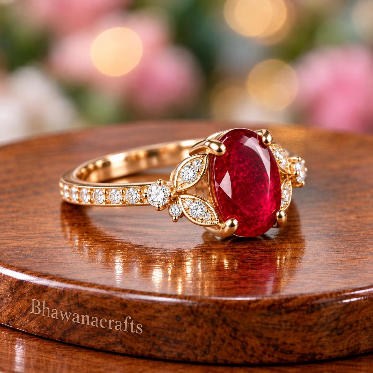 Ruby Ring, 925 Sterling Silver, Red Ruby Gemstone Ring, Vintage Inspired Statement Ring, Gold Plated Silver Ring, Anniversary Gift - image 5