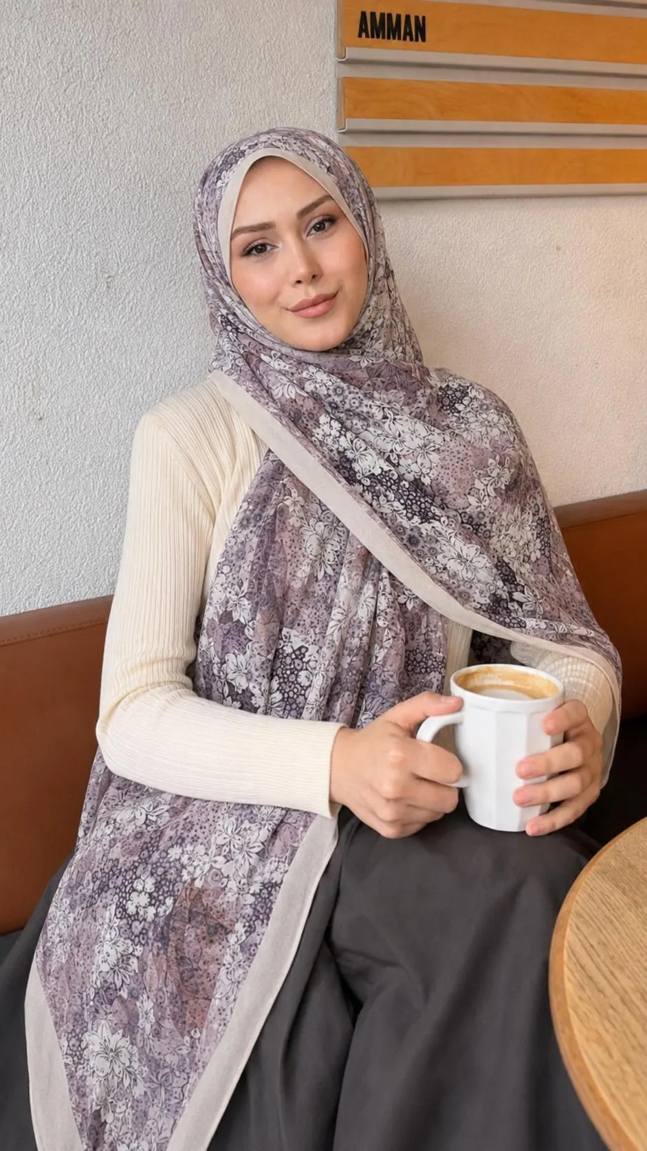 Purple Floral Chiffon Hijab, Soft Lightweight Modest Headscarf, Elegant Polyester Scarf - image 3