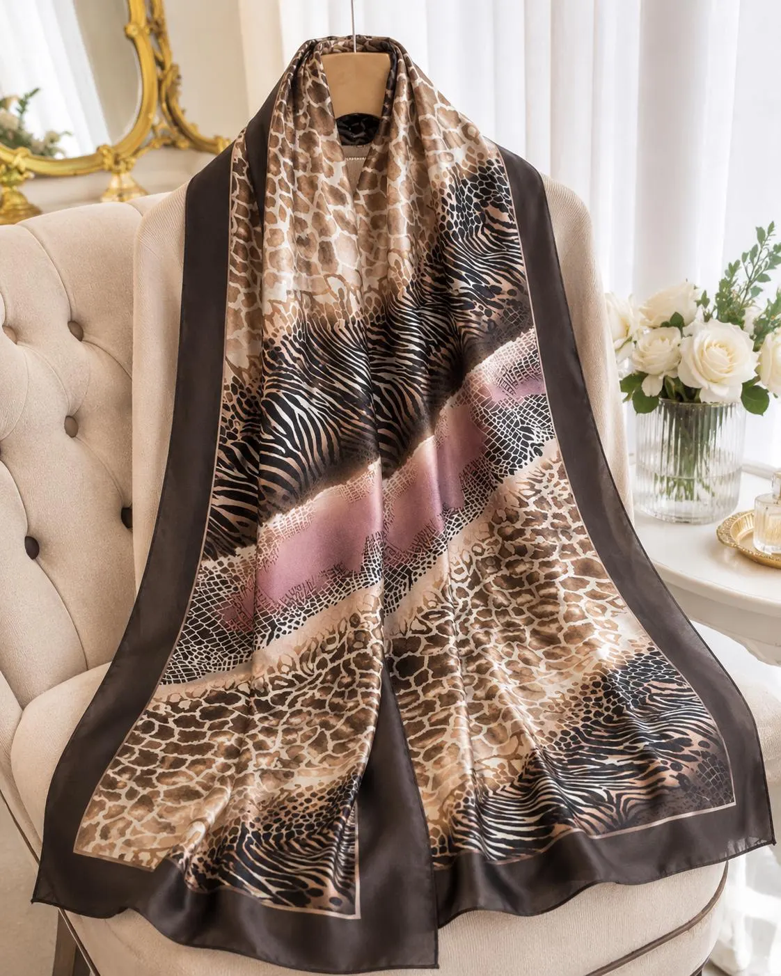 Printed Chiffon Hijab Scarf, Mixed Animal Print, Lightweight Modest Headscarf - image 2