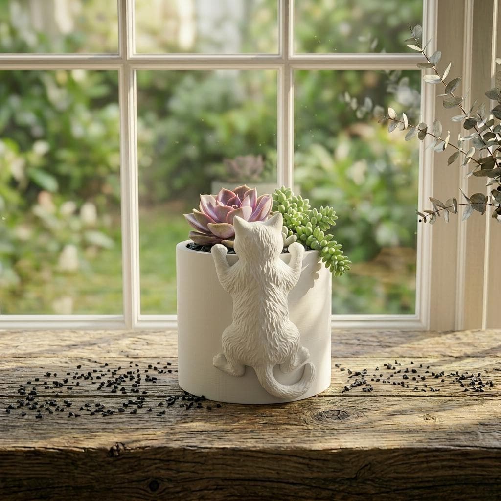 3D Printed Climbing Cat Planter – Succulent Pot, Kitten Lover Gift, 34 Colors, 5 Sizes - image 5