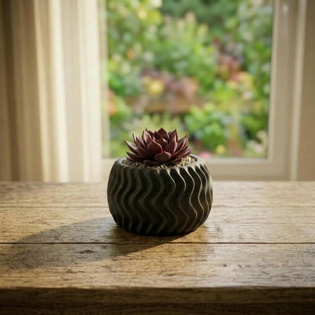 Chevron Wave Succulent Planter – Zigzag Textured 3D Printed Pot, Modern Geometric Plant Decor - image 5