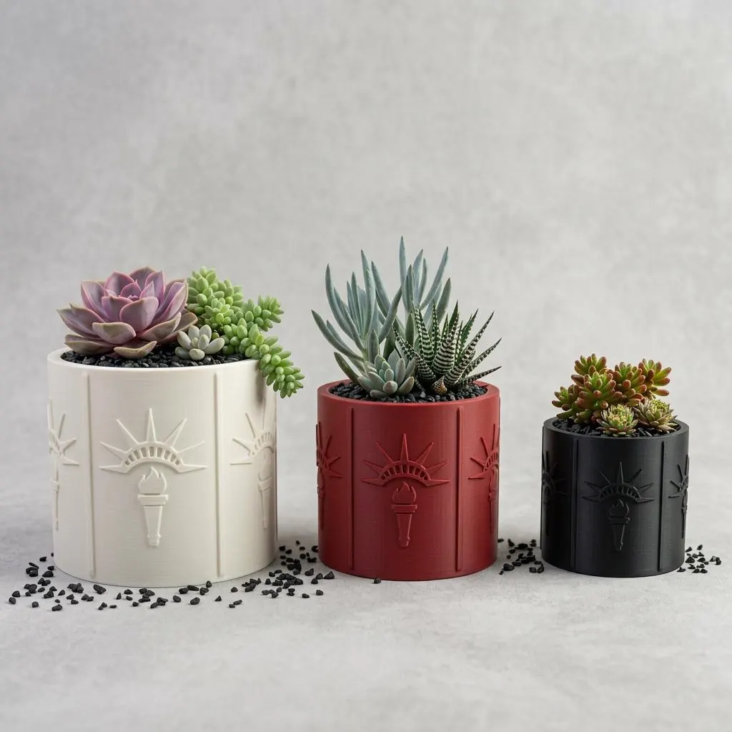 Statue of Liberty Succulent Planter — New York Icon 3D Printed Pot, Americana Decor