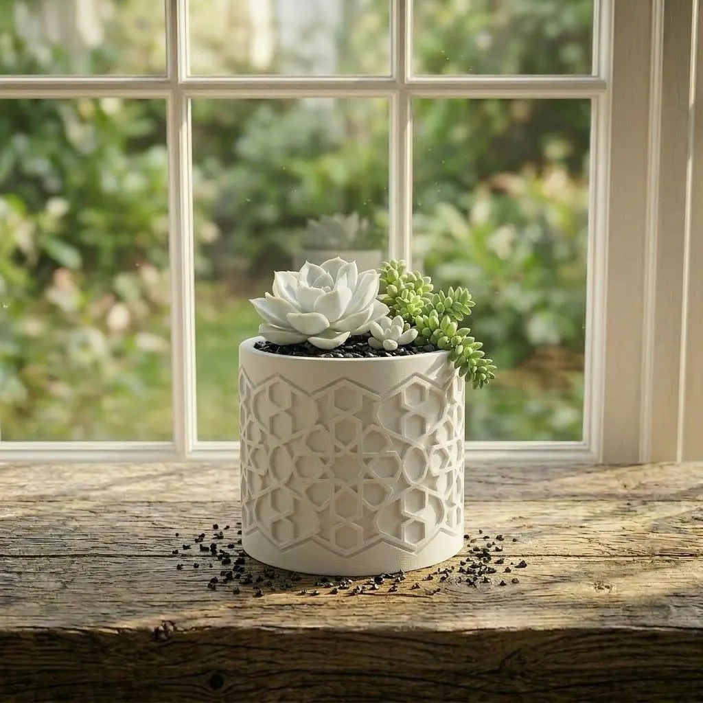 Honeycomb Succulent Planter – Hexagon Pattern Embossed 3D Printed Pot, Modern Geometric Decor - image 5