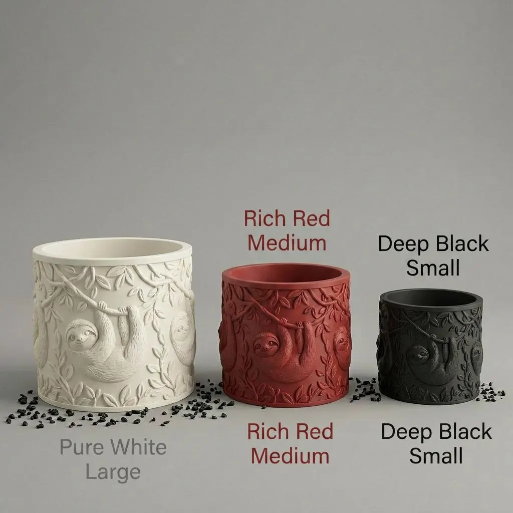 Sloth Succulent Planter – Embossed Jungle Animal 3D Printed Pot, Sloth Lover Gift - image 4