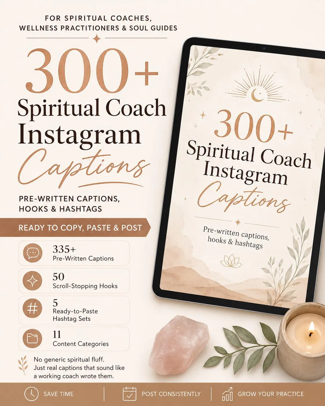 Spiritual Coach Instagram Captions Pack | Pre-Written Content, Hooks, Hashtags (PDF)