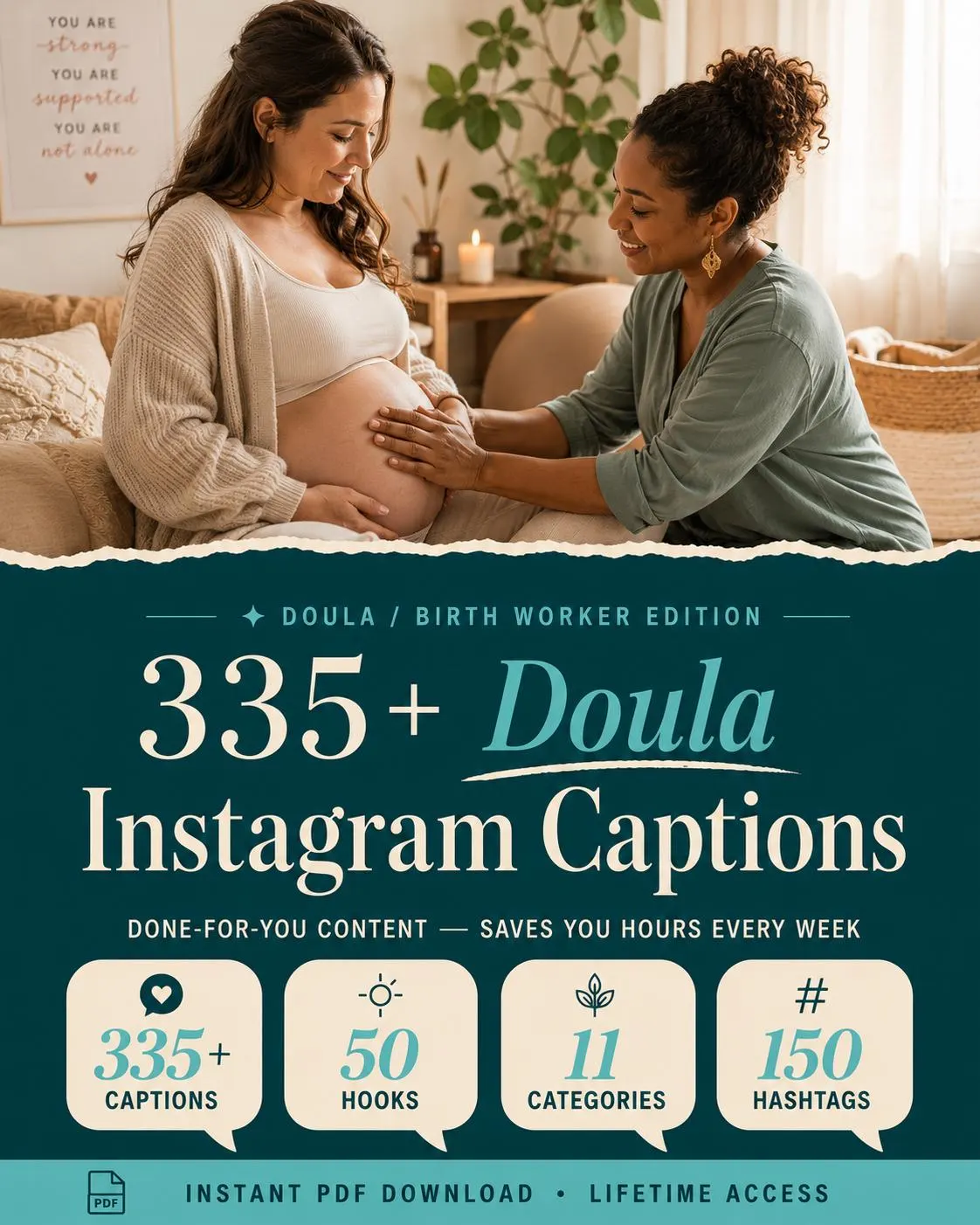 Doula Instagram Captions Pack | Birth, Postpartum, VBAC Content (PDF Download)