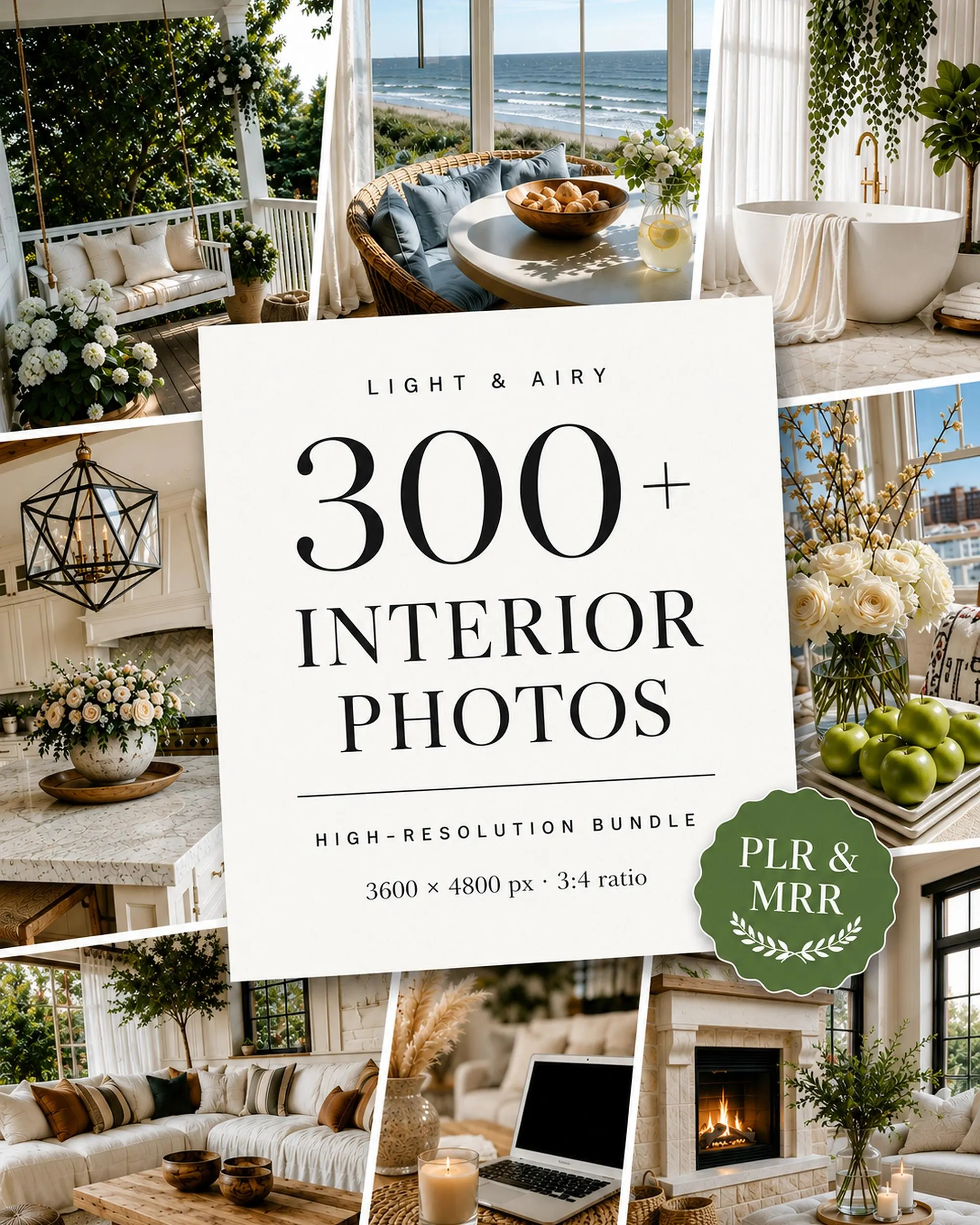 Light and Airy Interior Stock Photos MRR PLR, 314 Neutral Home Real Estate Images, Faceless Instagram Photo Bundle for Realtors and Decor