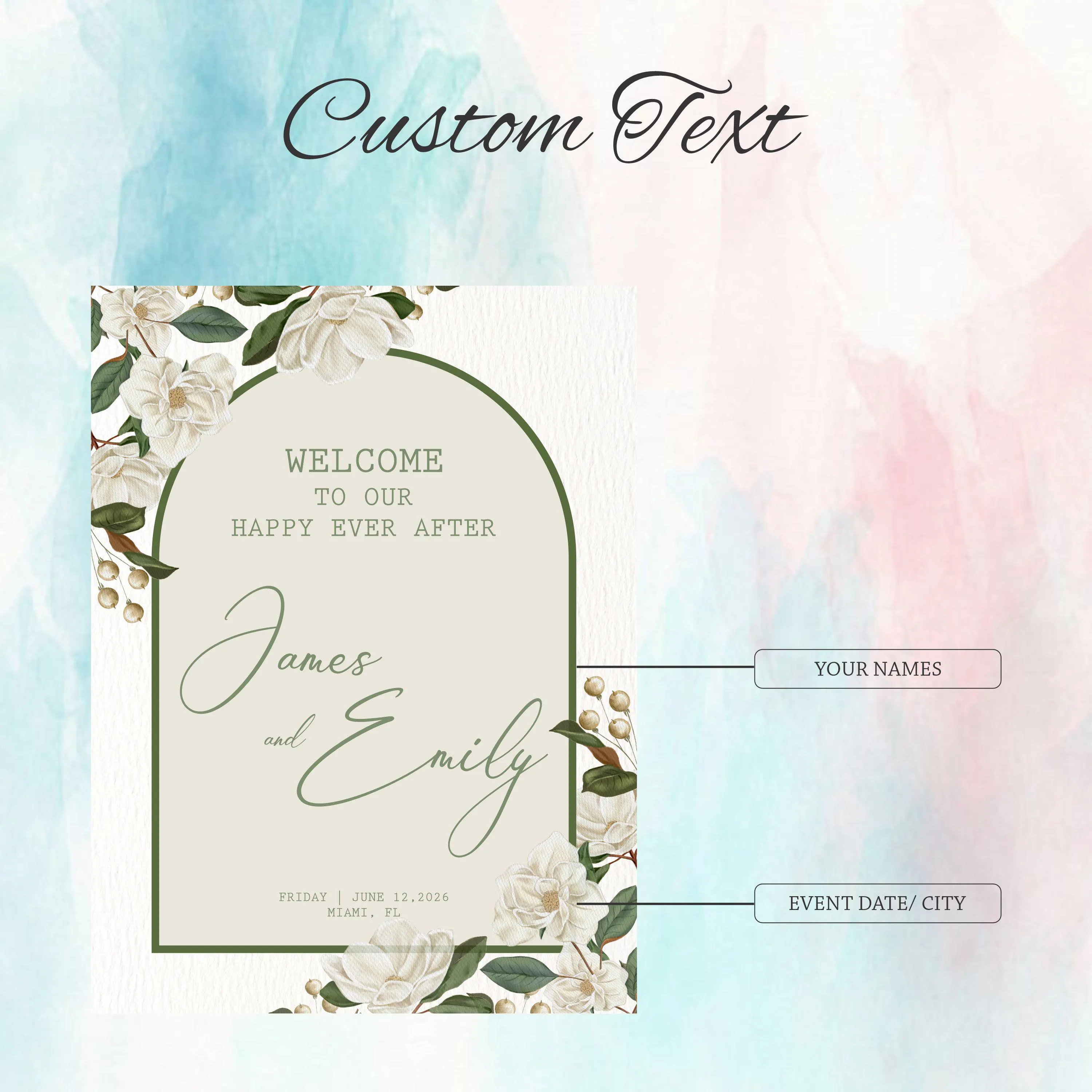 Printed Acrylic Wedding Welcome Sign | Sage Green Floral Welcome Decor - image 3