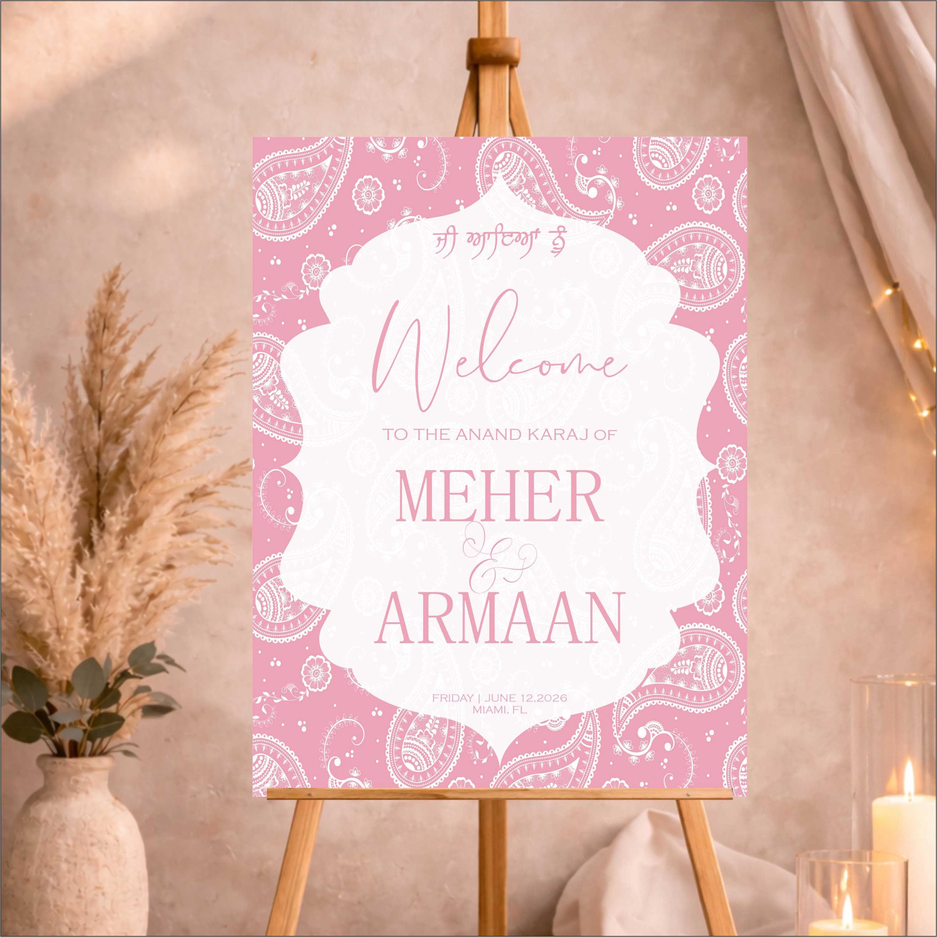 Anand Karaj Printed Acrylic Welcome Sign | Sikh Wedding Ceremony Decor - image 5