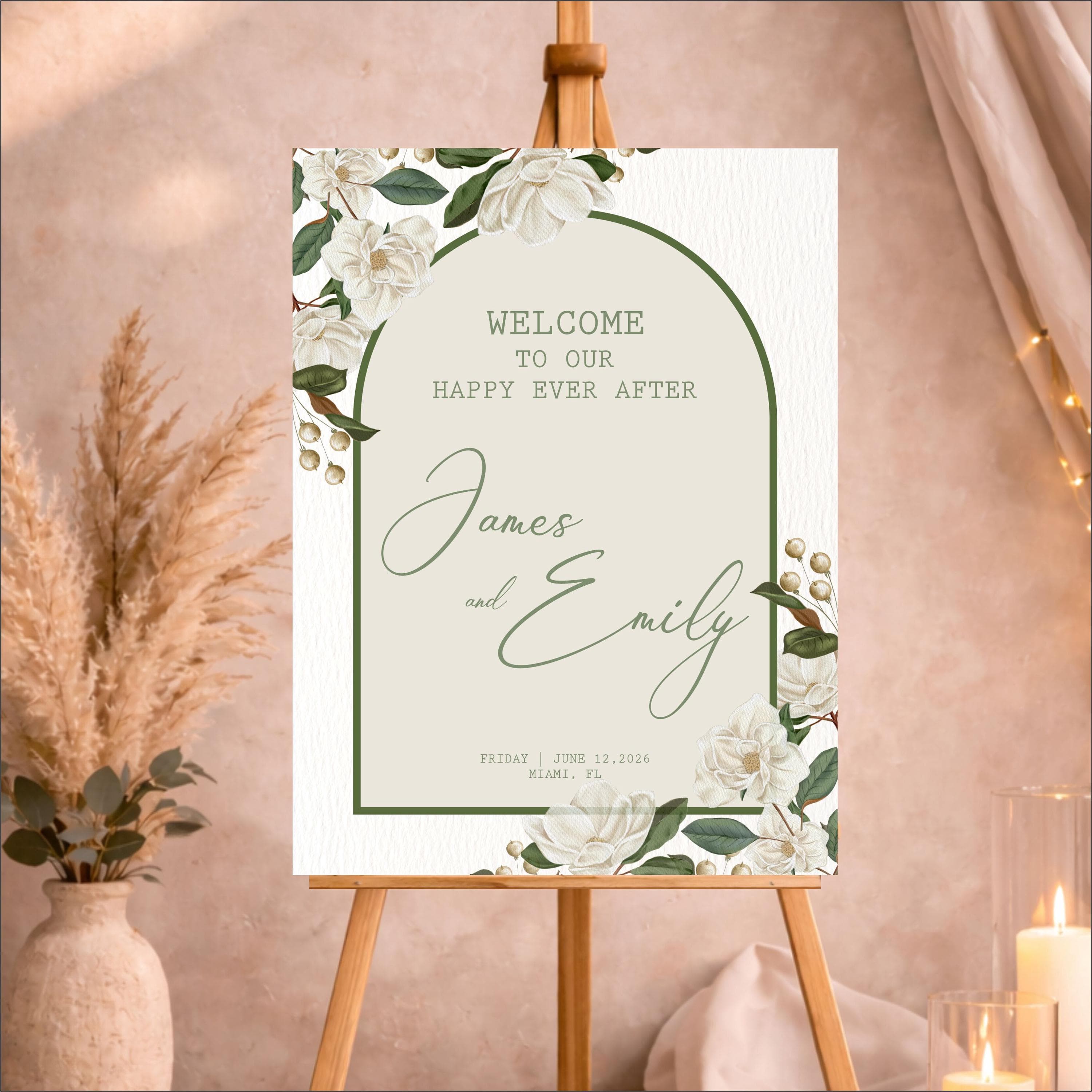 Printed Acrylic Wedding Welcome Sign | Sage Green Floral Welcome Decor - image 4