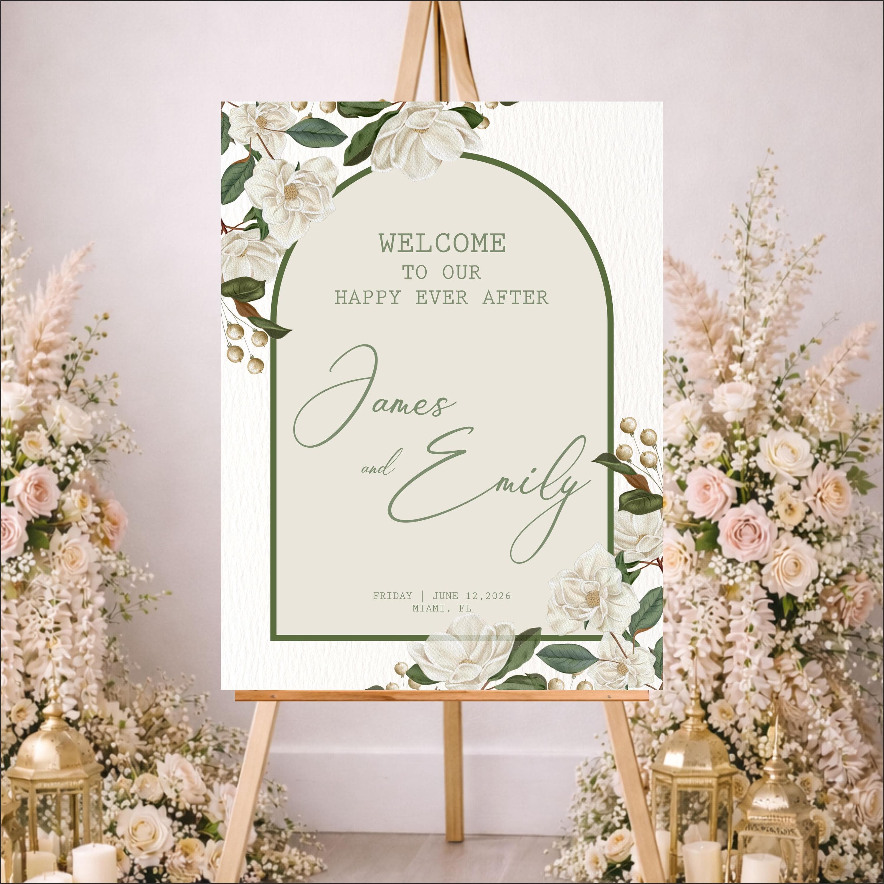 Printed Acrylic Wedding Welcome Sign | Sage Green Floral Welcome Decor - image 5