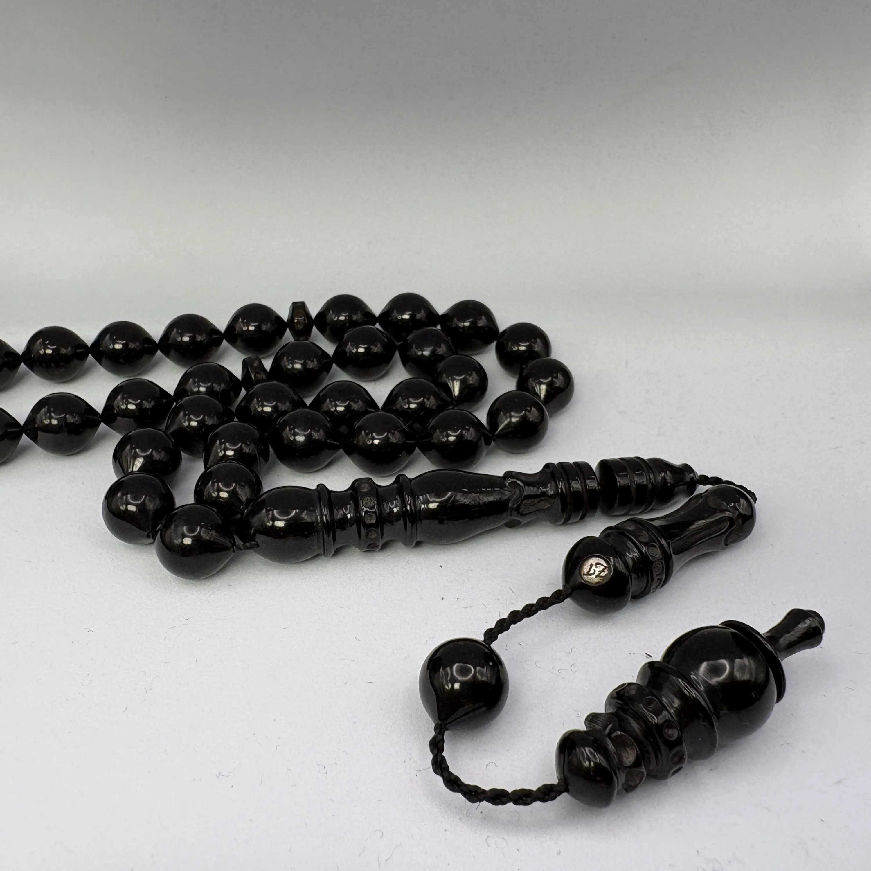 Erzurum Oltu Subha– Turkish Black Amber – Carved Imam & Hitame - image 5