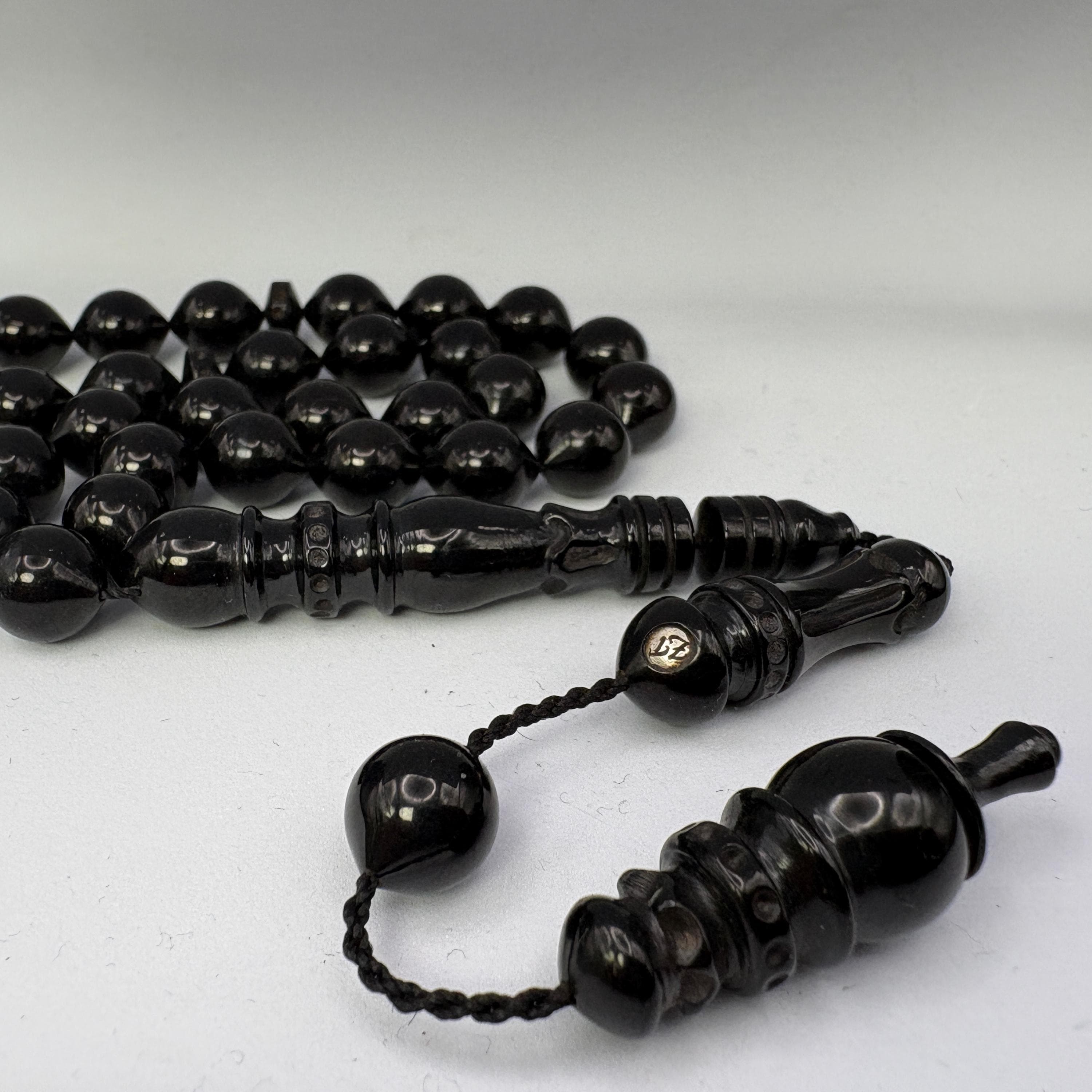 Erzurum Oltu Subha– Turkish Black Amber – Carved Imam & Hitame - image 4