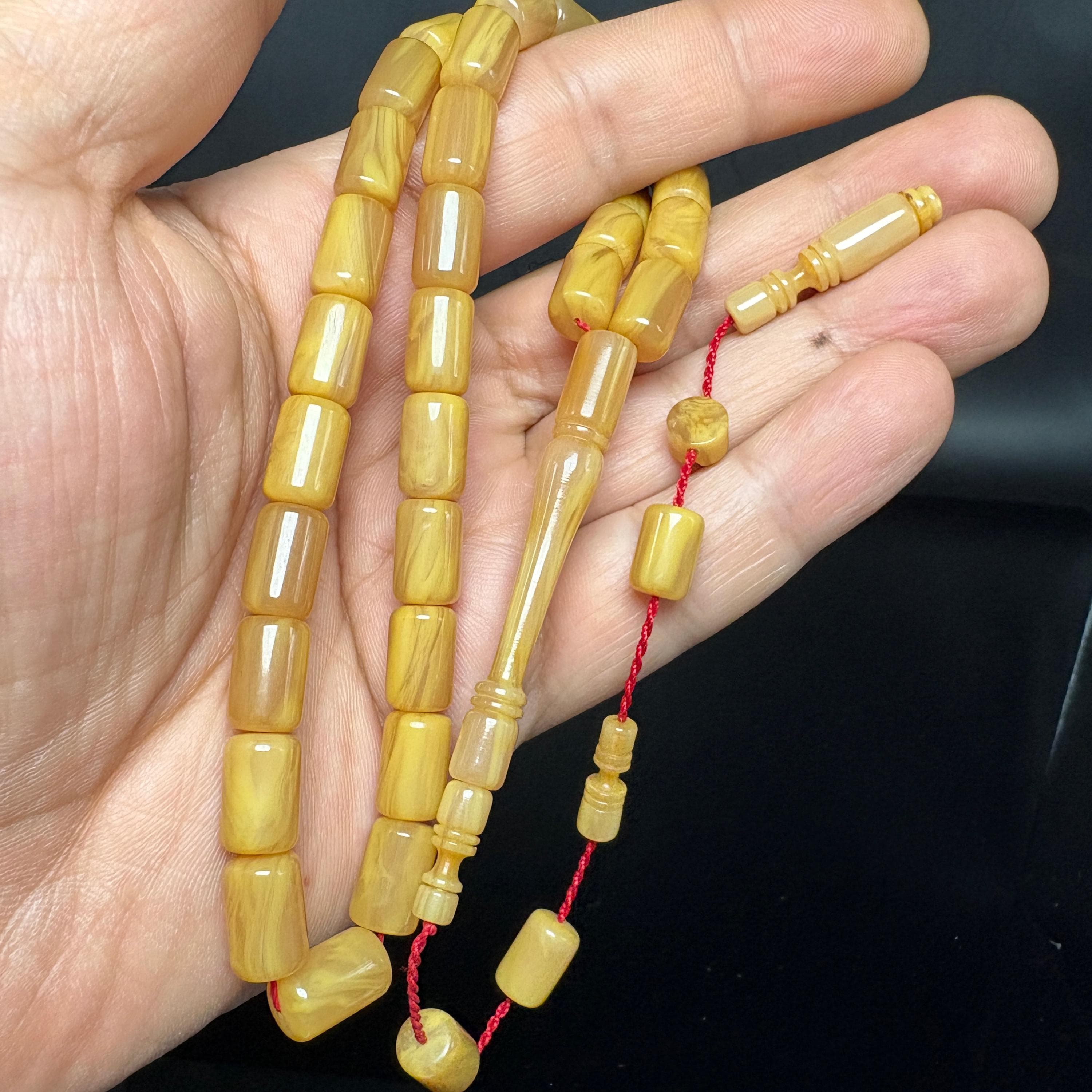Subha from Mahjong Rack, Lilac Butterscotch Honey Catalin, Marbled Bakelite Prayer Beads - image 3