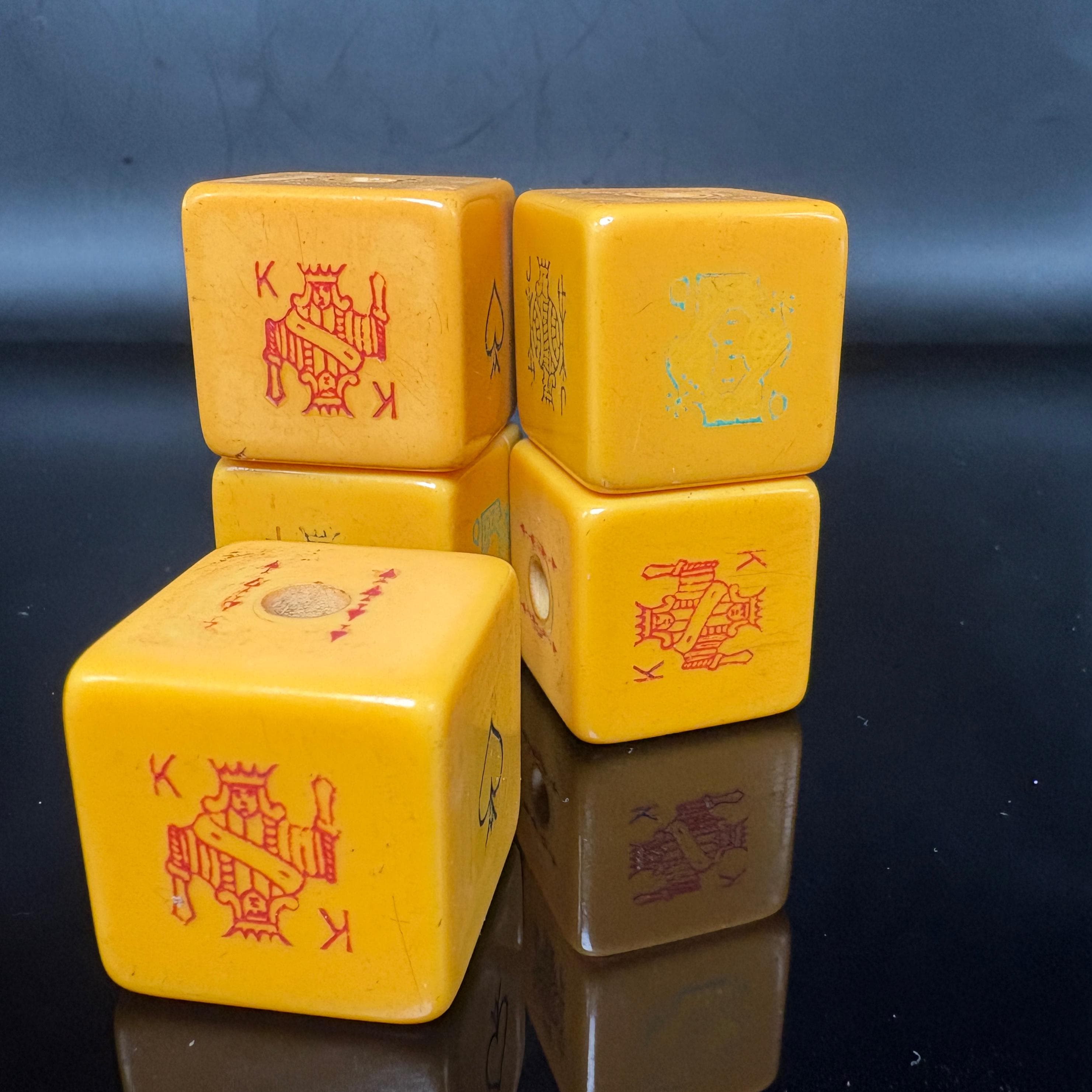 Rare Vintage Catalin Bakelite Dice Set – 97g / 3.42oz – Simichrome Positive – 1940s Gambling Cubes