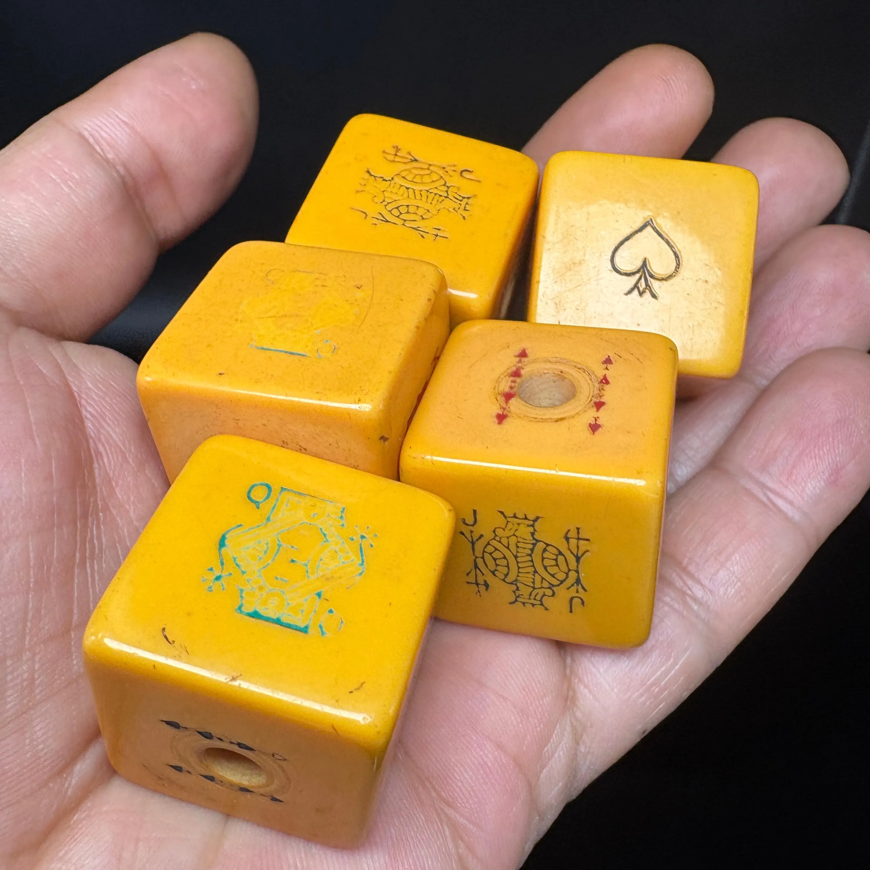 Rare Vintage Catalin Bakelite Dice Set – 97g / 3.42oz – Simichrome Positive – 1940s Gambling Cubes - image 4