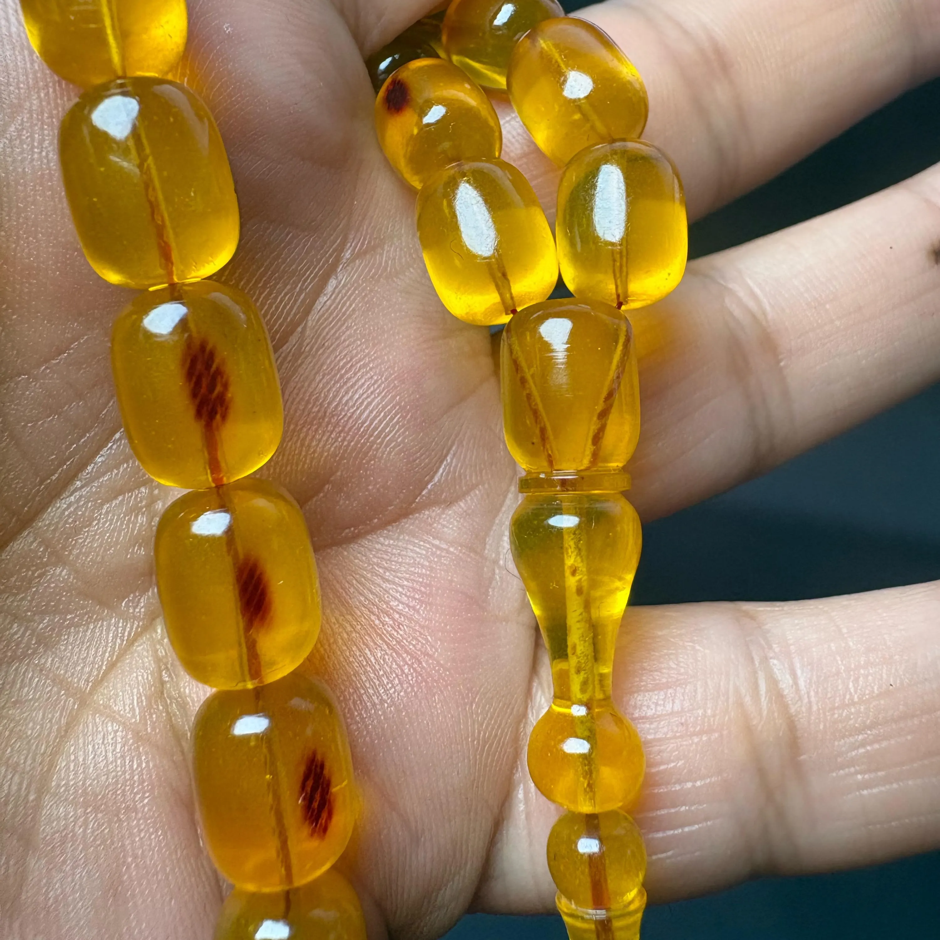 New Formula Faturan Prayer Beads – Transparent Honey Amber Tone – Will Turn Cherry Red
