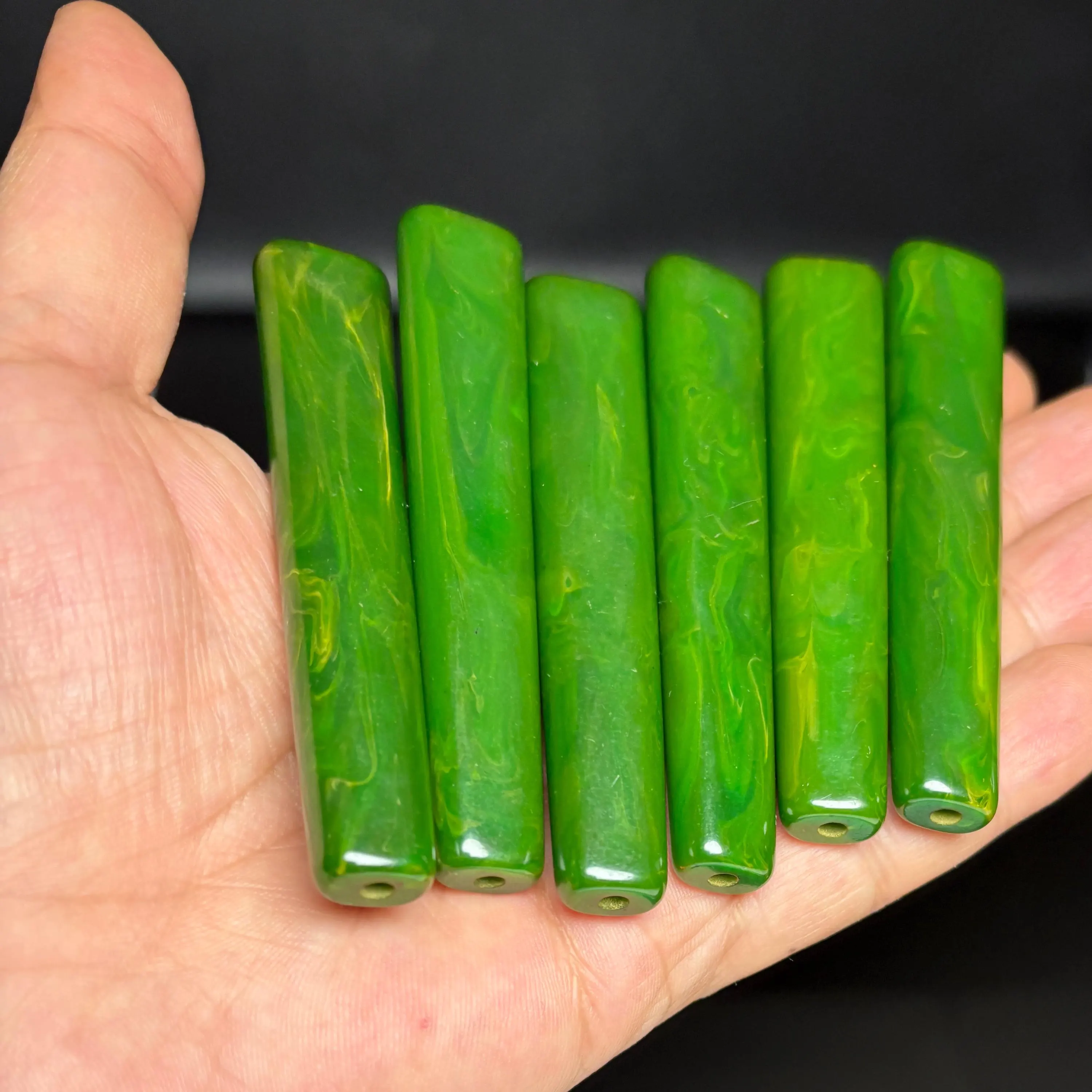 74.70 g Vintage Green Catalin Knife Handle Blanks – 6 Piece Craft Supply Set - image 3