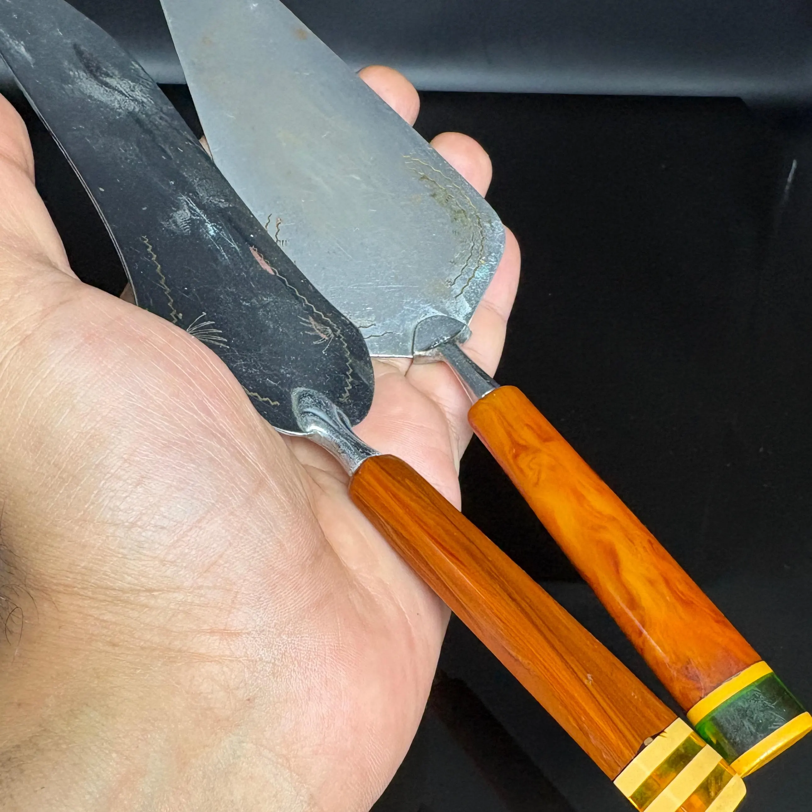Vintage Marbled Catalin Bakelite Spatulas – 2 Piece Kitchen Utensil Set