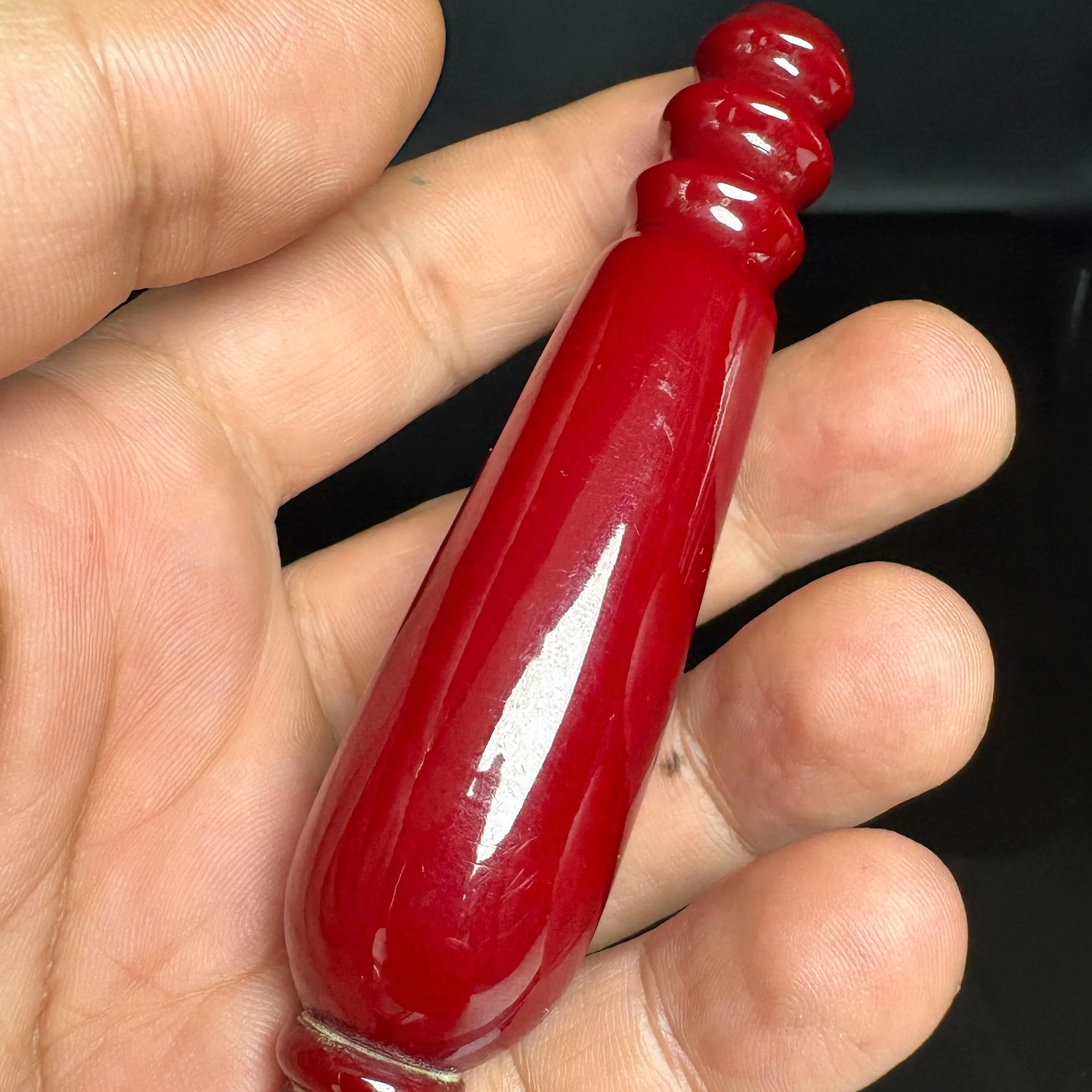 Vintage Red Catalin / Bakelite Handle – Early Plastic Component & Craft Supply