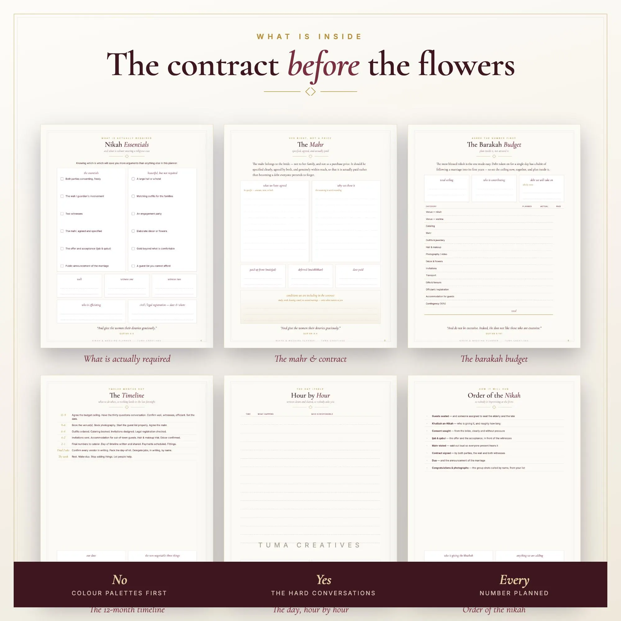 Islamic Nikah Wedding Planner | 38 Pages, Mahr & Walima Checklist (Digital Download) - image 5